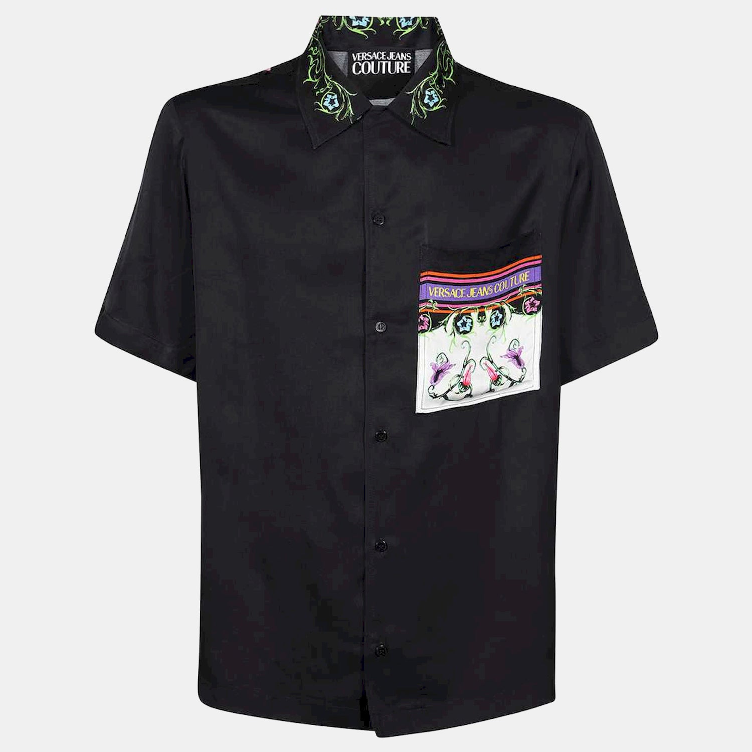 Versace Camisa Shirt 74gal2bg Blk Multi Preto Multicolor_shot1