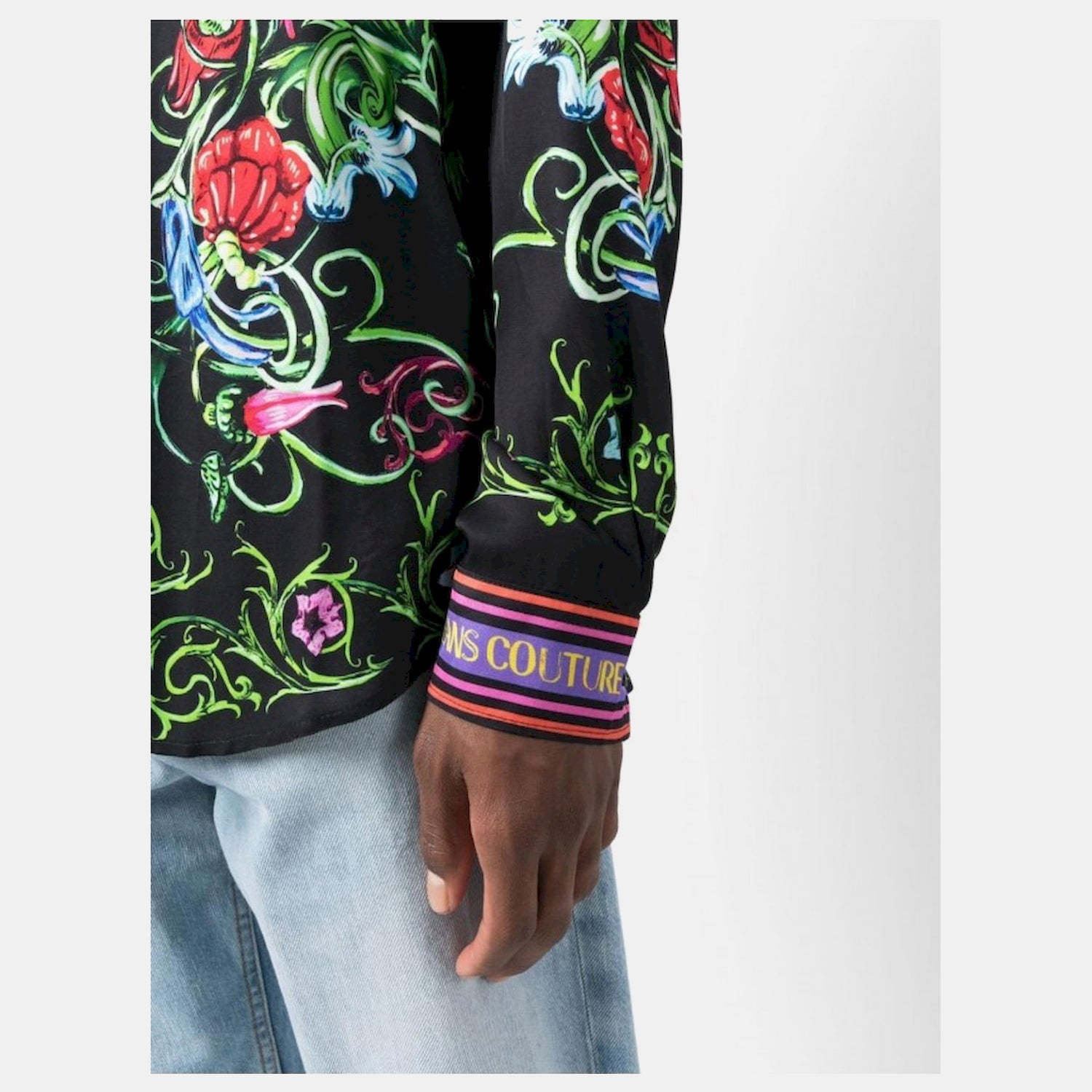 Versace Camisa Shirt 74gal2rg Blk Multi Preto Multicolor_shot2