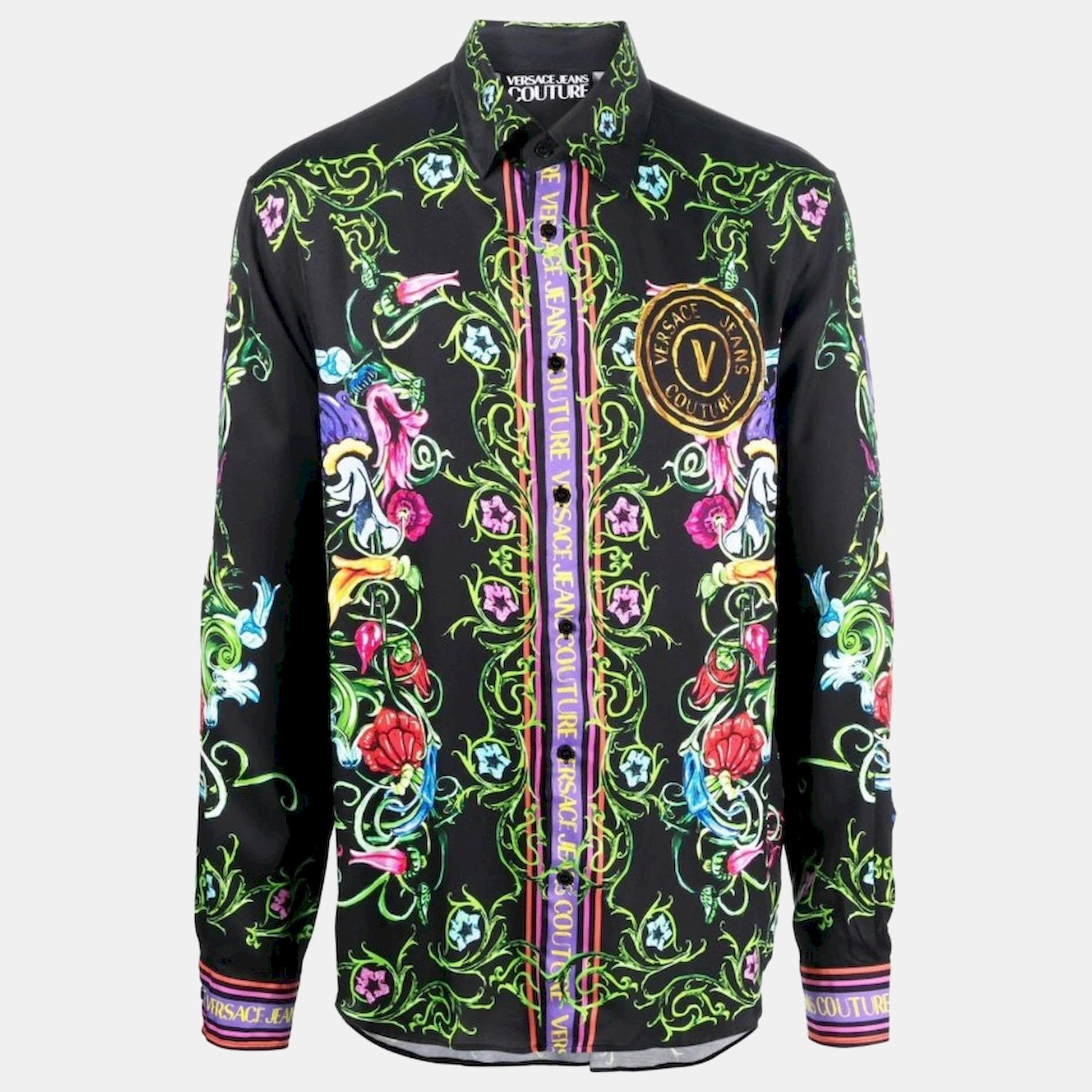 Versace Camisa Shirt 74gal2rg Blk Multi Preto Multicolor_shot3