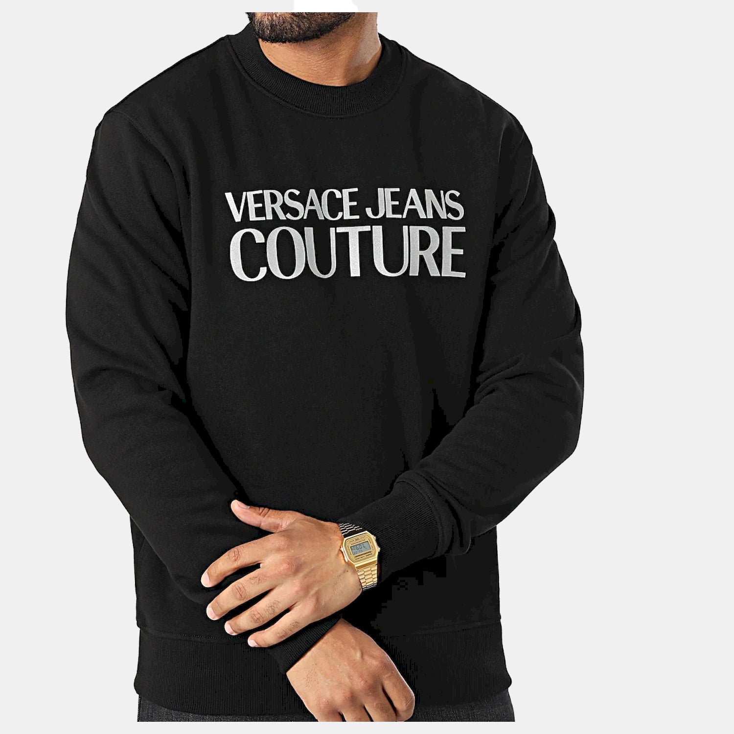 Versace Camisola Sweat 73gait01 Blk Platin Preto Platin_shot1