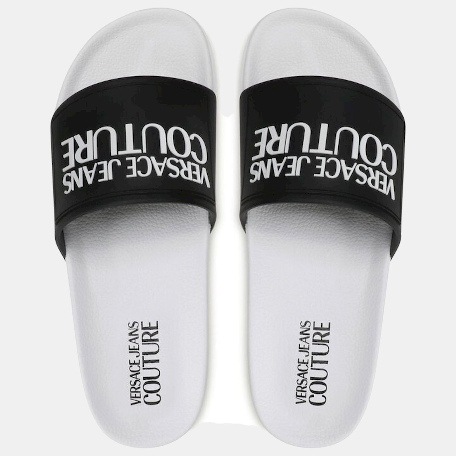 Versace Chinelos Slippers 74ya3sq2 Blk White Preto Branco_shot3