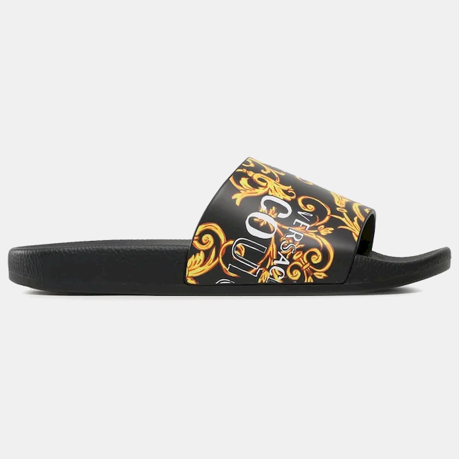 Versace Chinelos Slippers 74ya3sq4 Blk Gold Preto Ouro_shot1