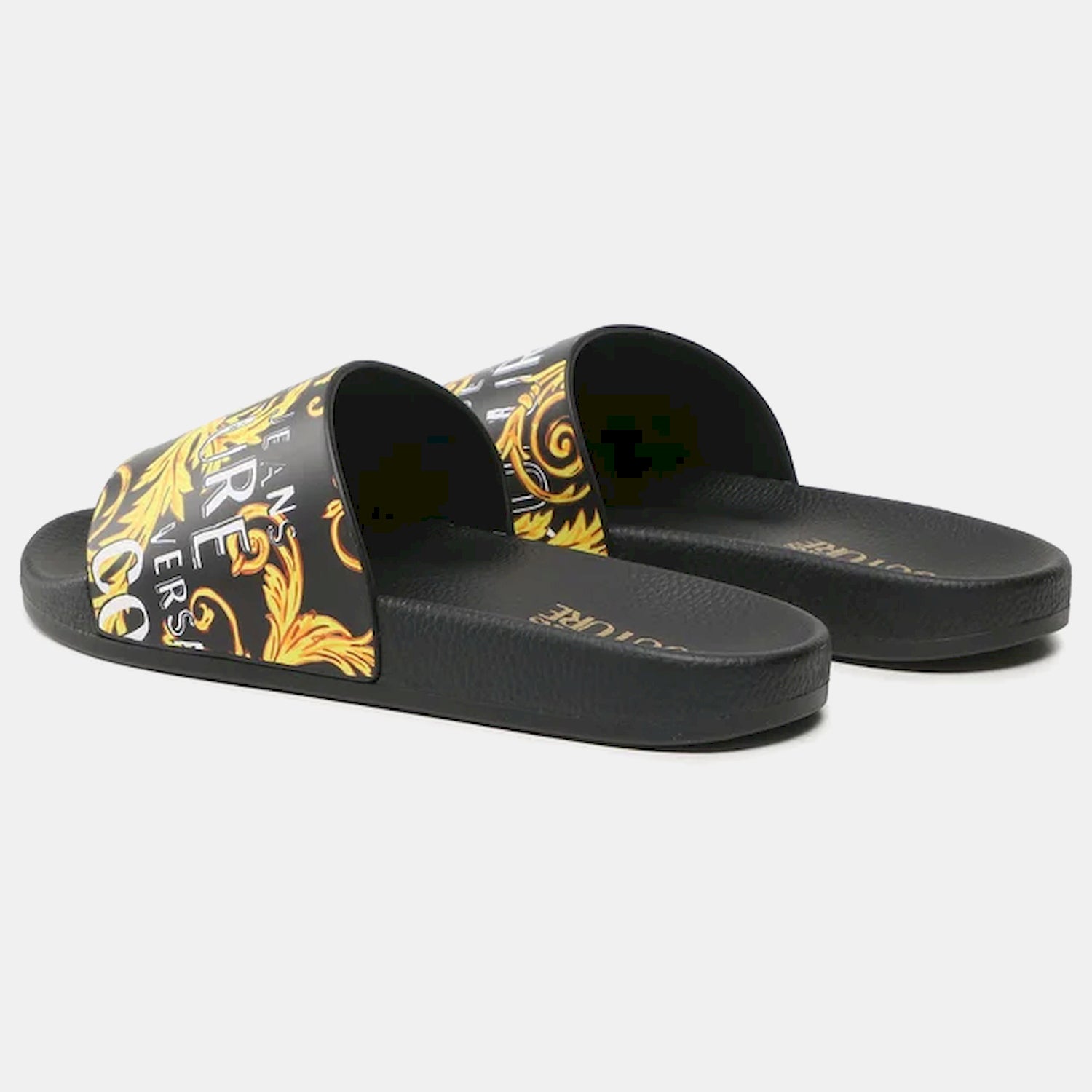 Versace Chinelos Slippers 74ya3sq4 Blk Gold Preto Ouro_shot2