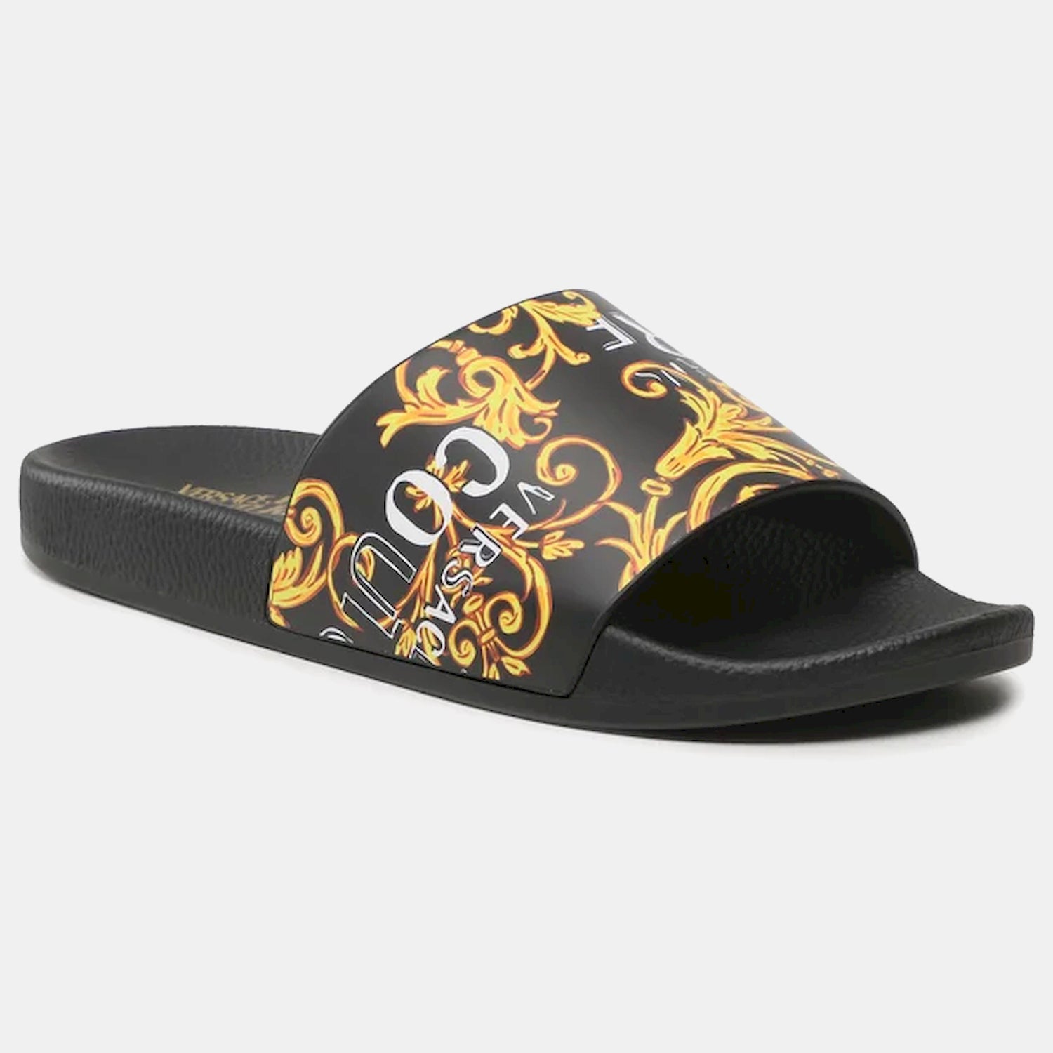 Versace Chinelos Slippers 74ya3sq4 Blk Gold Preto Ouro_shot5