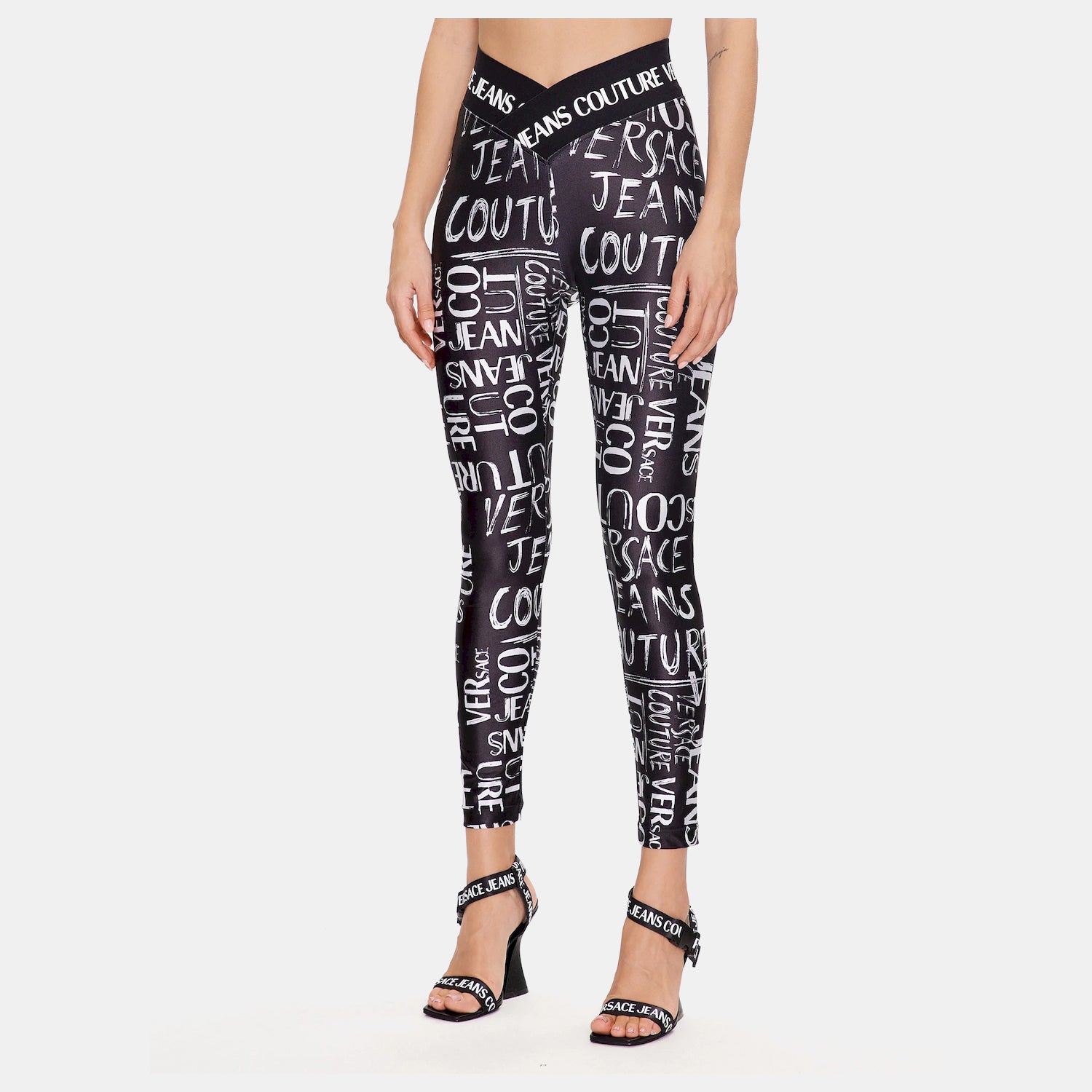 Versace Legging  74hac113 Blk White Preto Branco_shot3