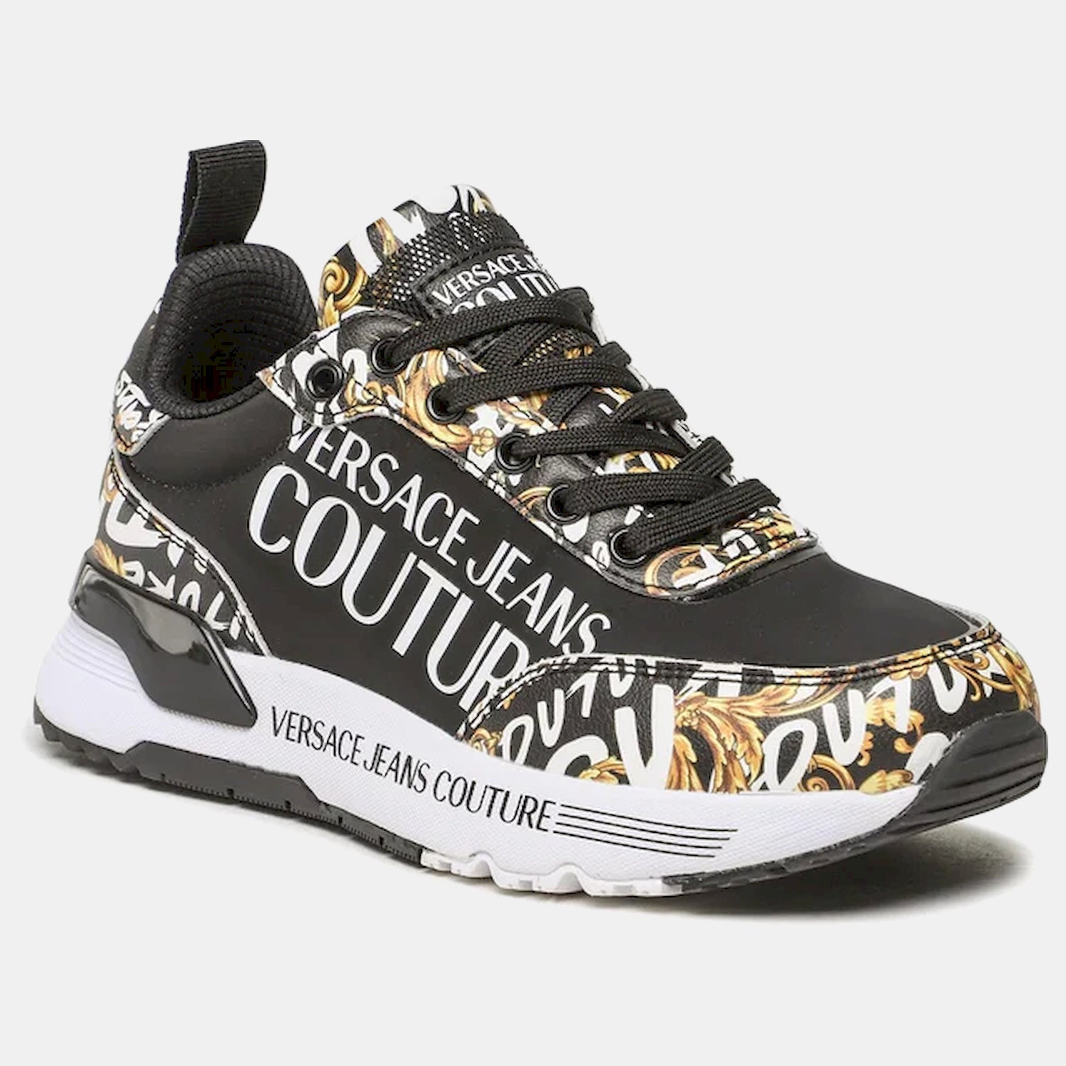 Versace Sapatilhas Sneakers Shoes 73va3sa3 Blk Gold Preto Ouro_shot4