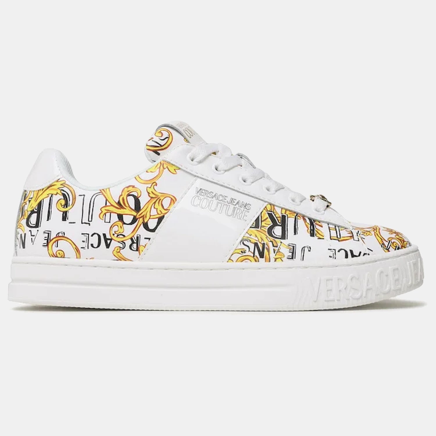 Versace Sapatilhas Sneakers Shoes 74va3ska Whi Gold Branco Dourado_shot1