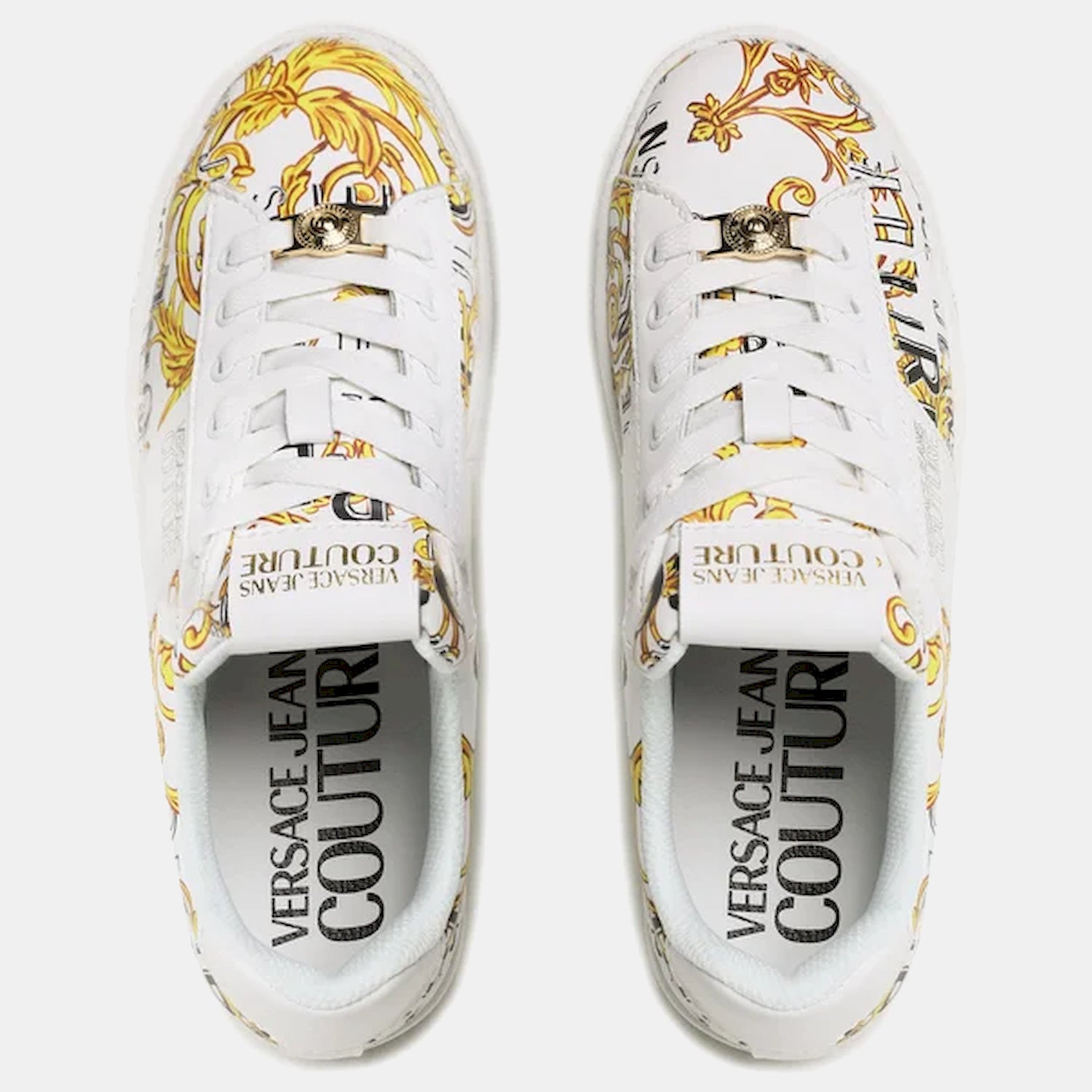 Versace Sapatilhas Sneakers Shoes 74va3ska Whi Gold Branco Dourado_shot3