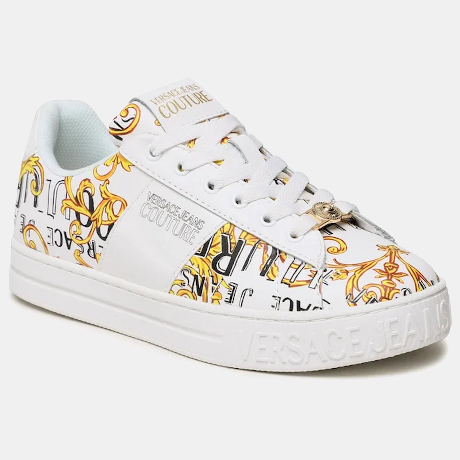 Versace Sapatilhas Sneakers Shoes 74va3ska Whi Gold Branco Dourado_shot5