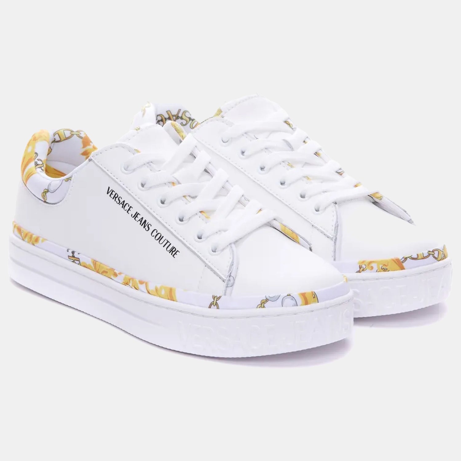 Versace Sapatilhas Sneakers Shoes 75va3sk5 Whi Gold Branco Dourado_shot1