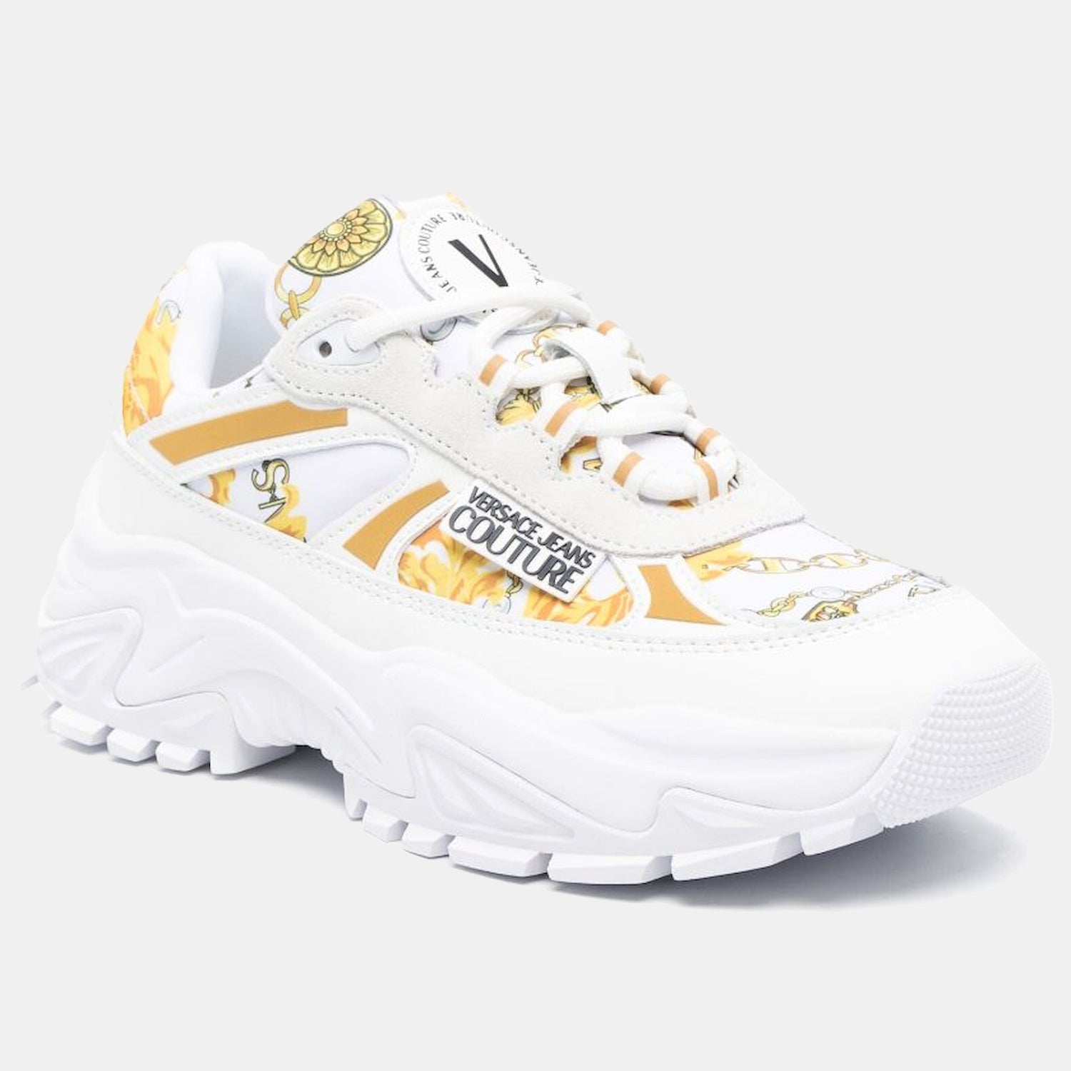 Versace Sapatilhas Sneakers Shoes 75va3svg Whi Gold Branco Dourado_shot3