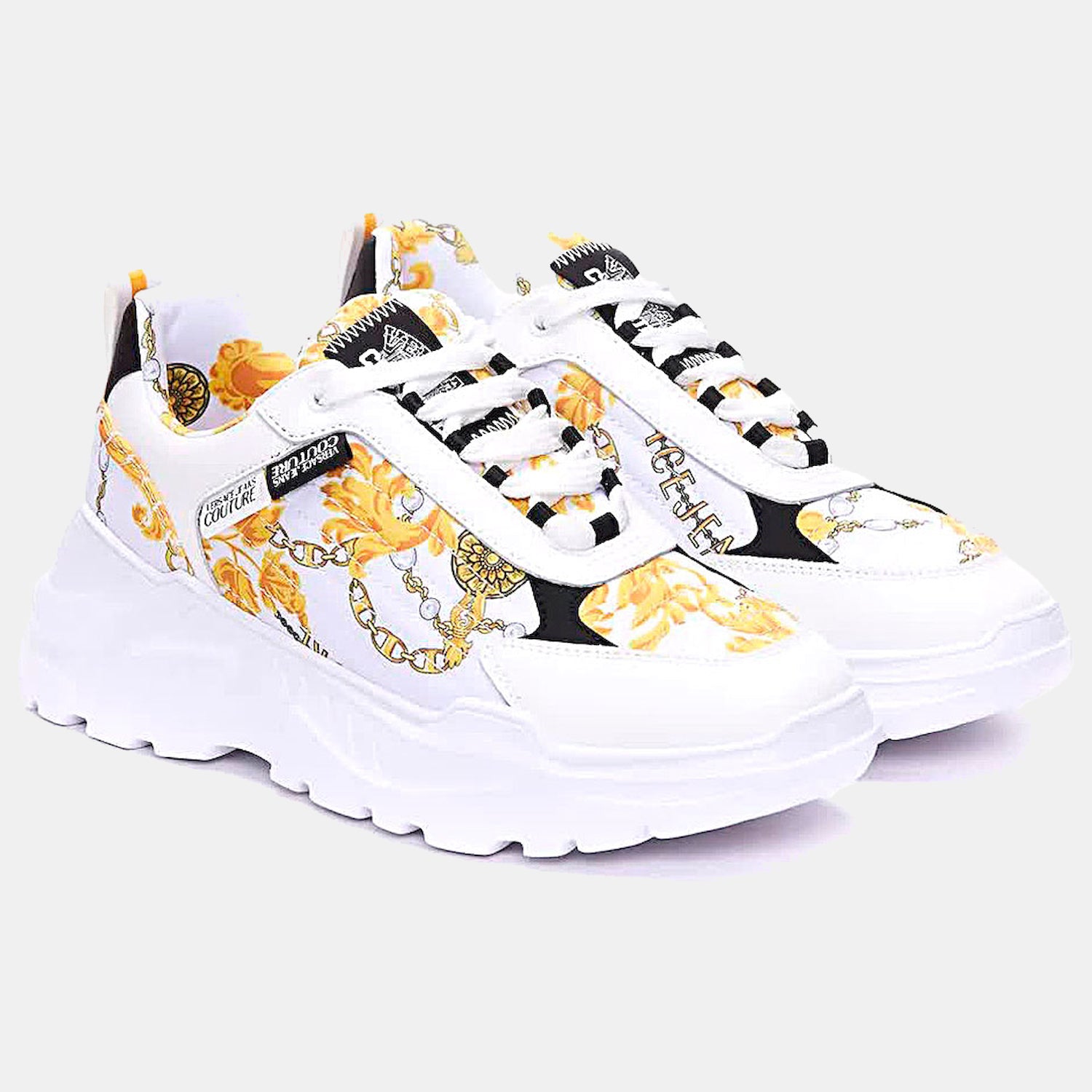 Versace Sapatilhas Sneakers Shoes 75ya3sc7 Whi Gold Branco Dourado_shot2