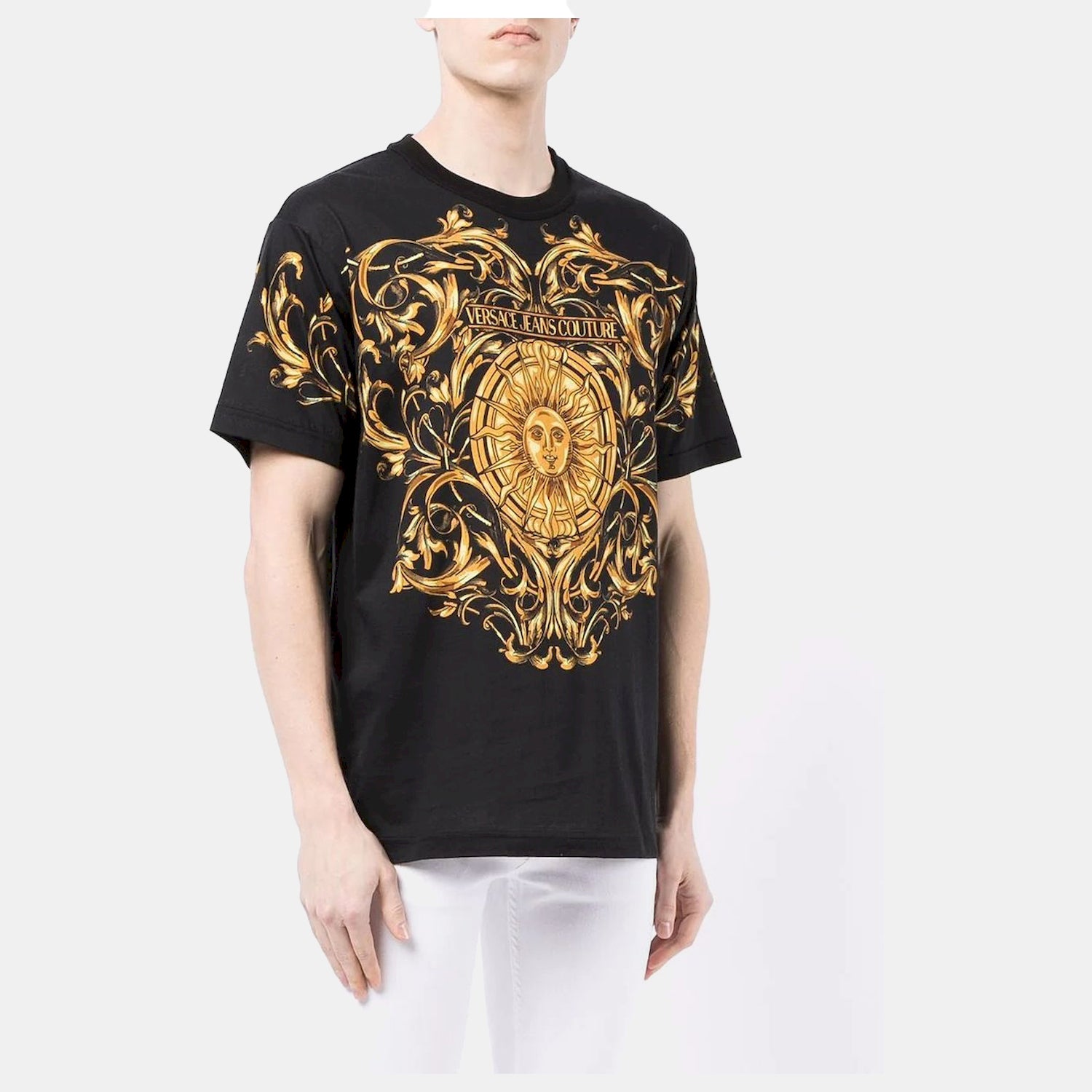 Versace T Shirt 72gah6rb Blk Yellow Preto Amarelo_shot1