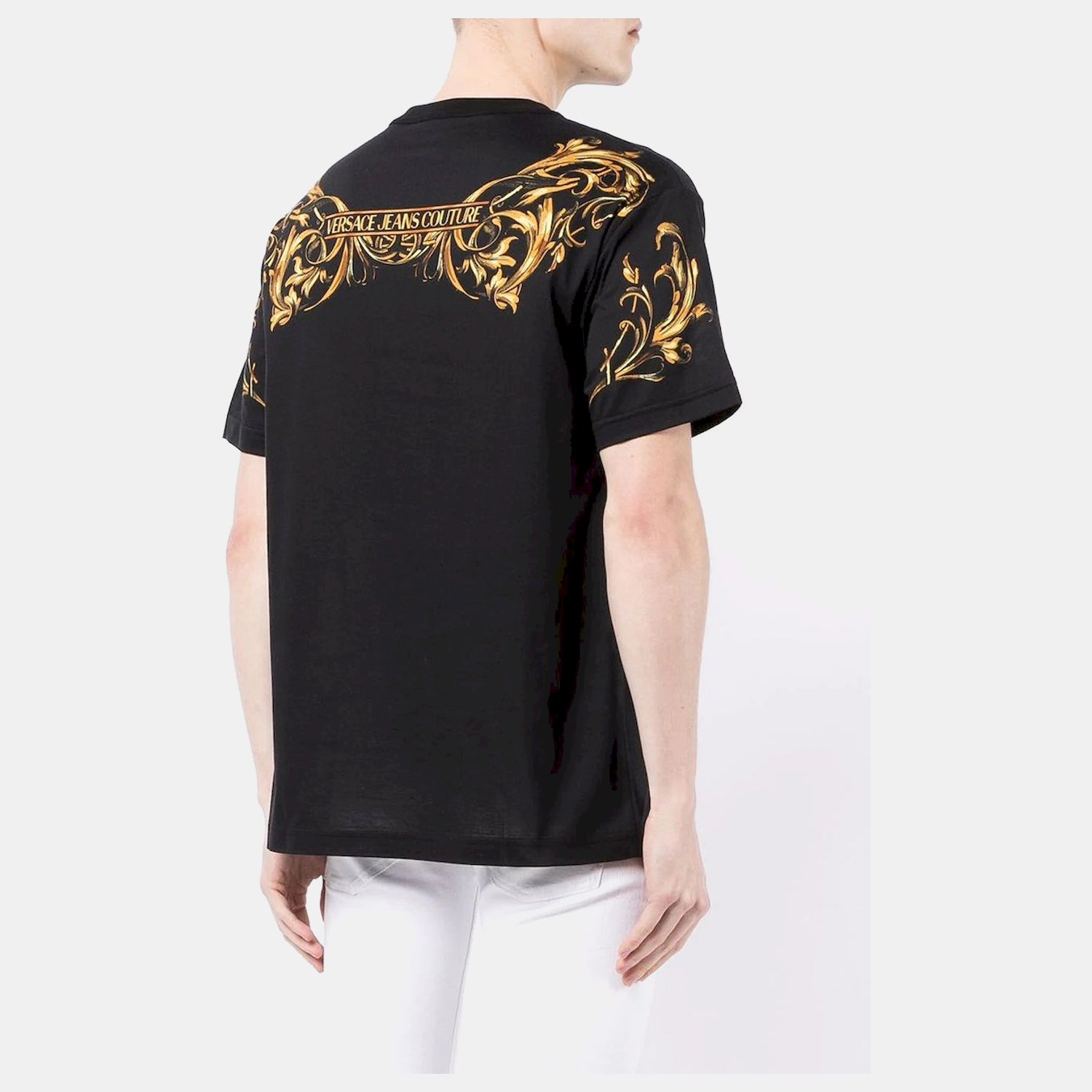 Versace T Shirt 72gah6rb Blk Yellow Preto Amarelo_shot3