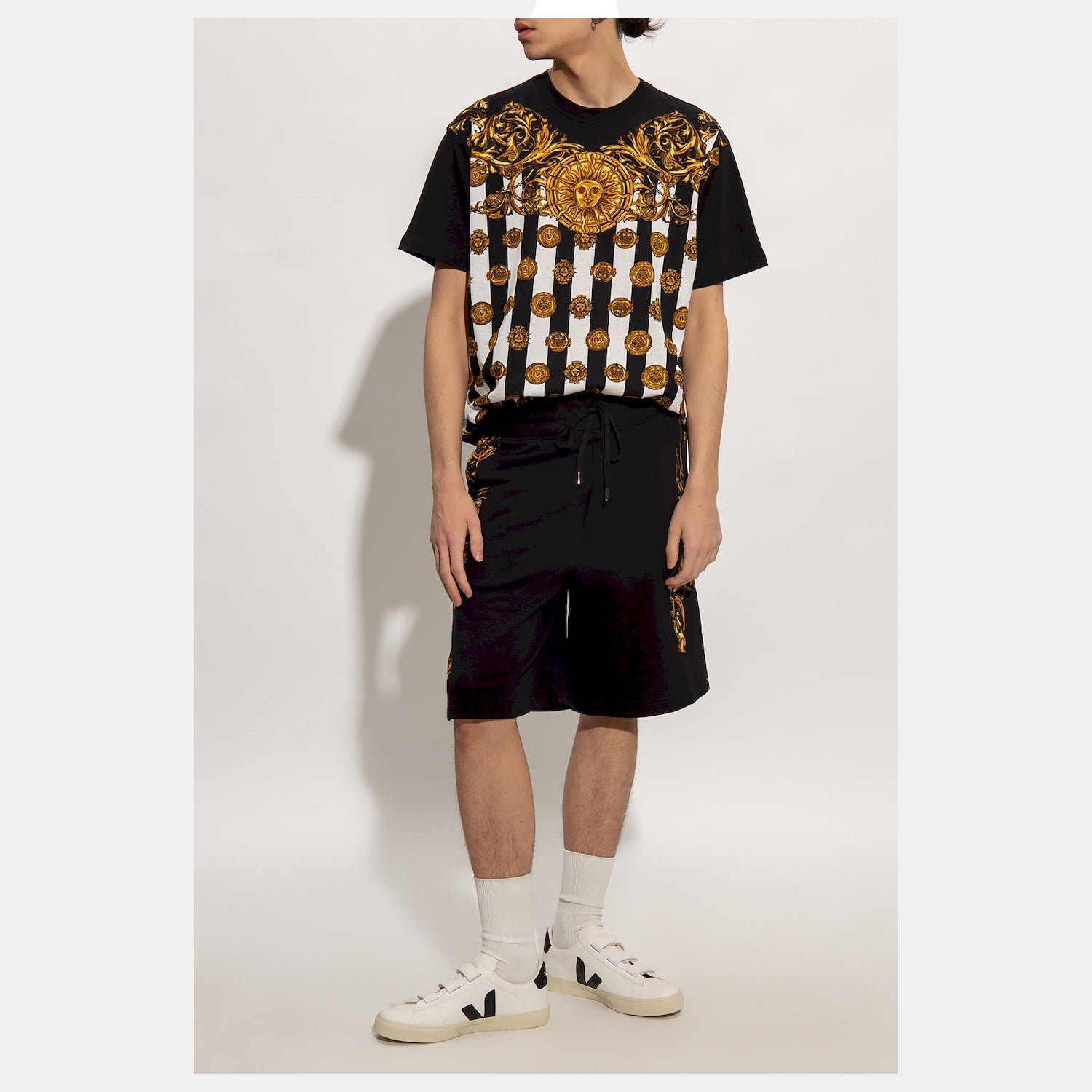 Versace T Shirt 72gah6rc Blk White Preto Branco_shot2