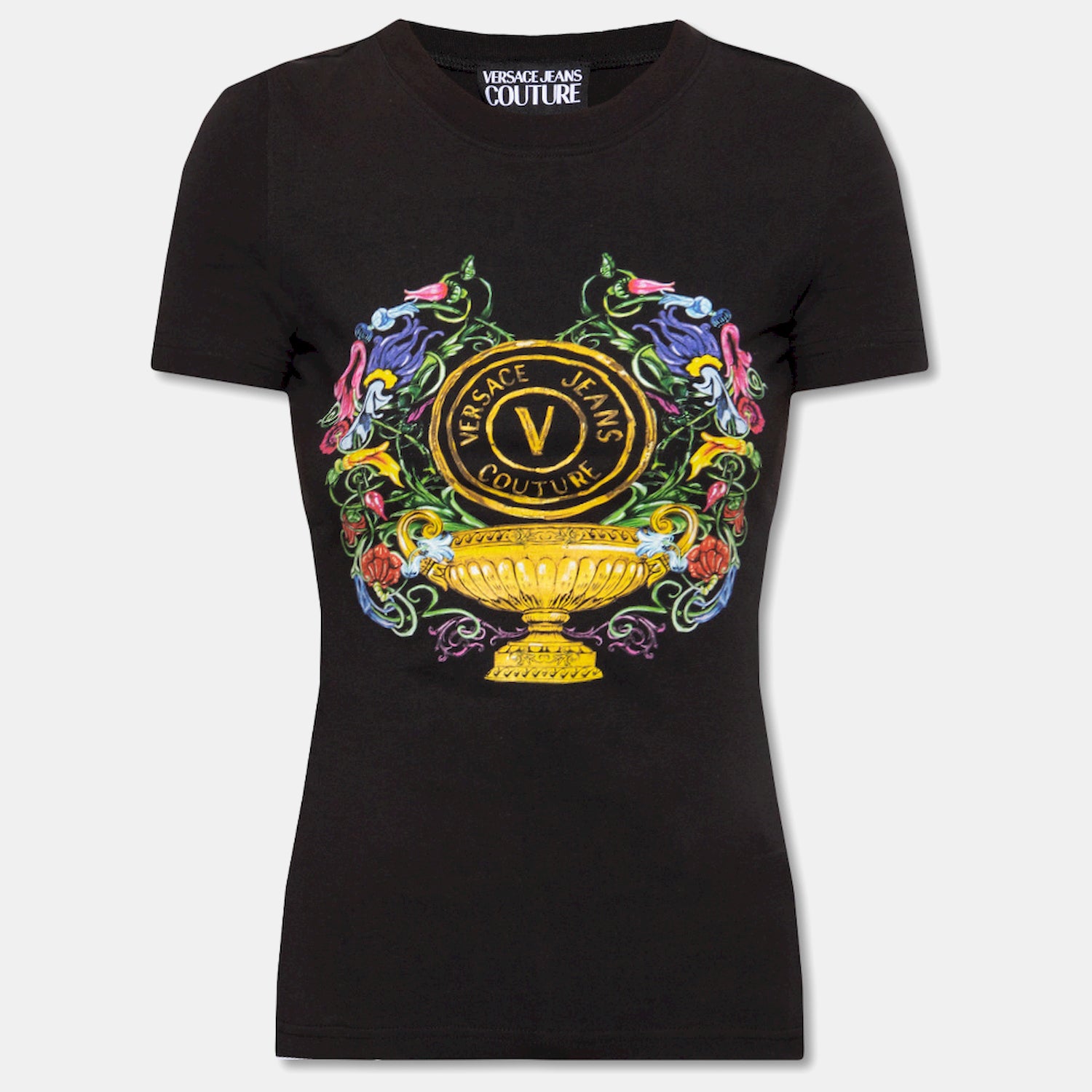 Versace T Shirt 74hahf01 Blk Gold Preto Ouro_shot1