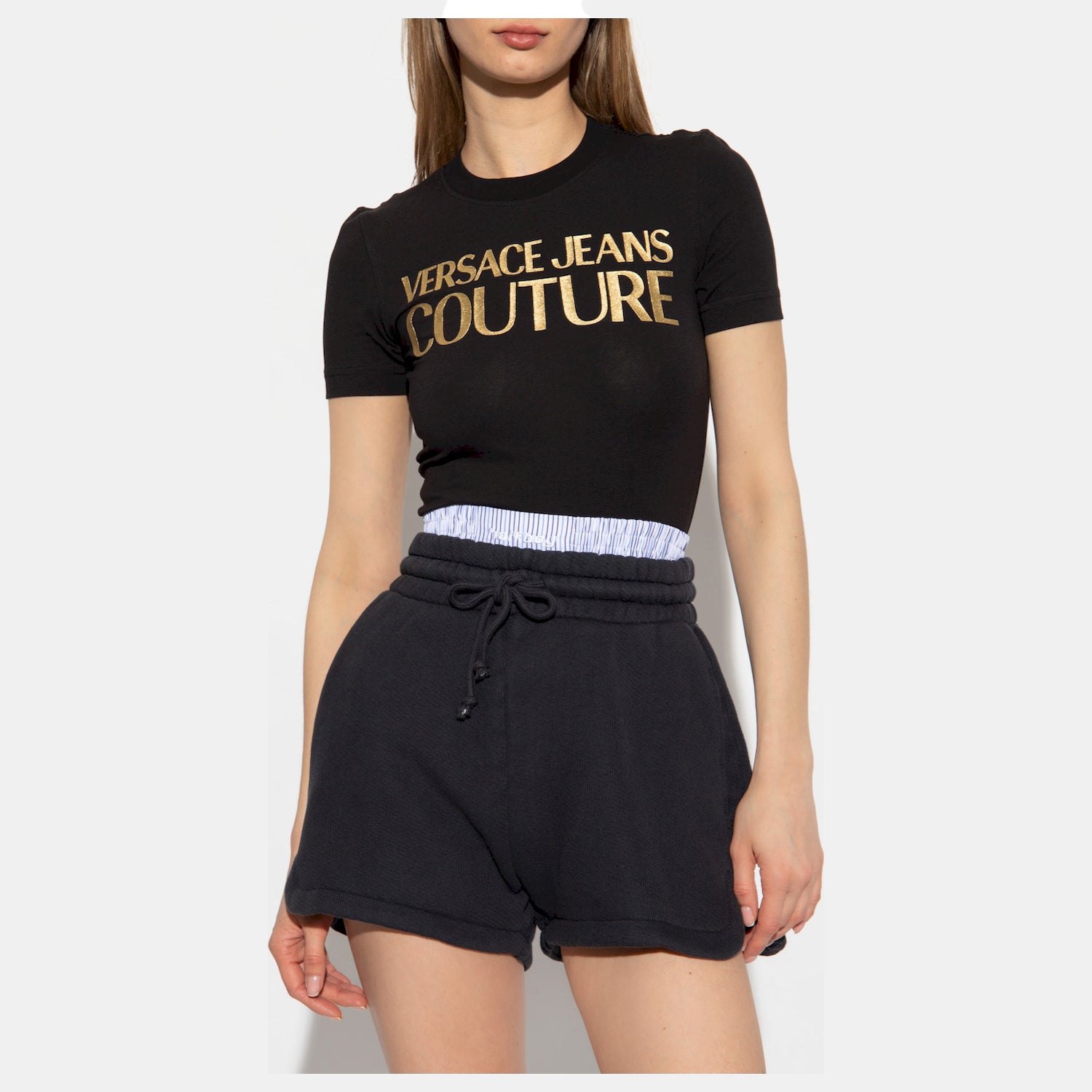 Versace T Shirt 74haht01 Blk Gold Preto Ouro_shot2
