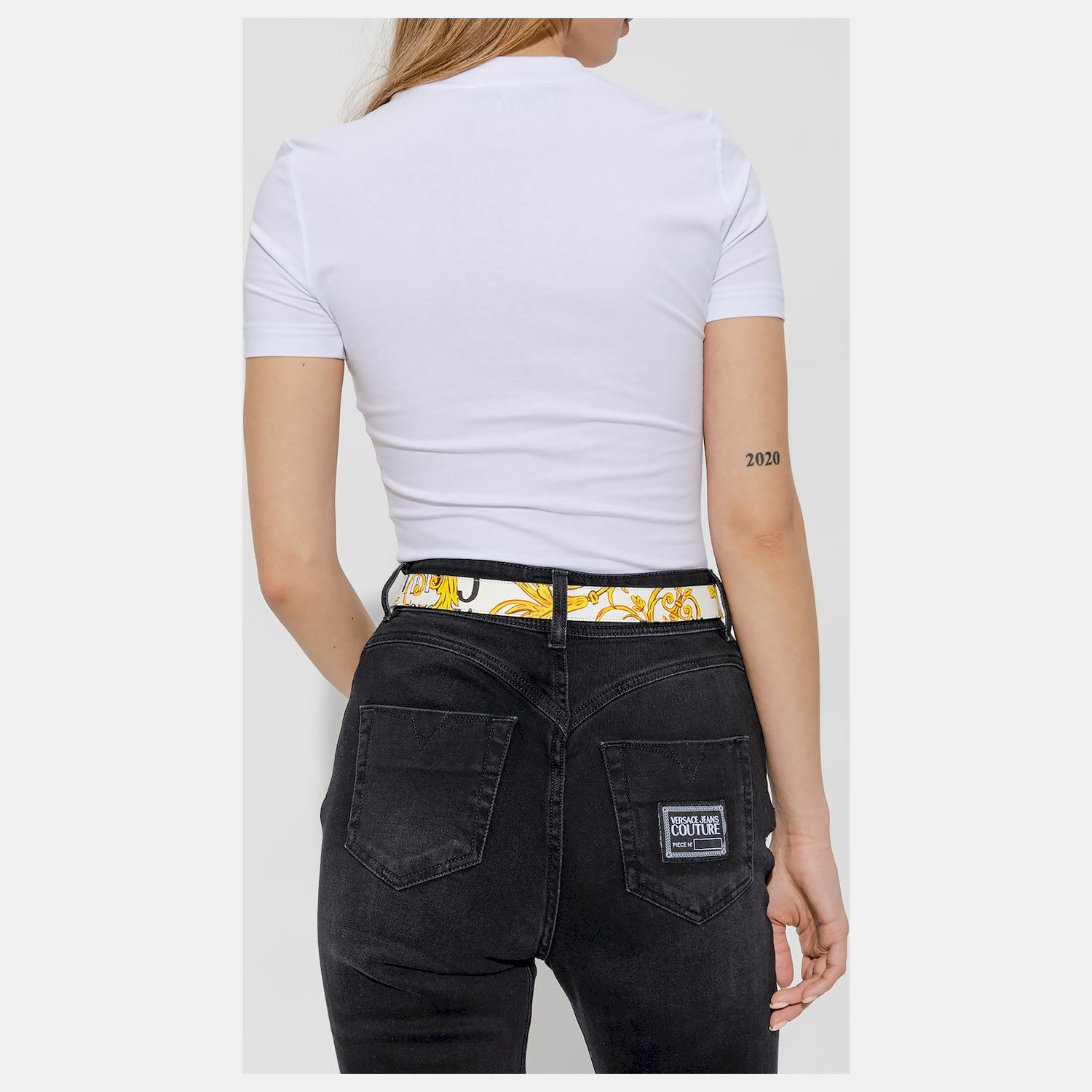 Versace T Shirt 74haht01 Whi Gold Branco Dourado_shot3