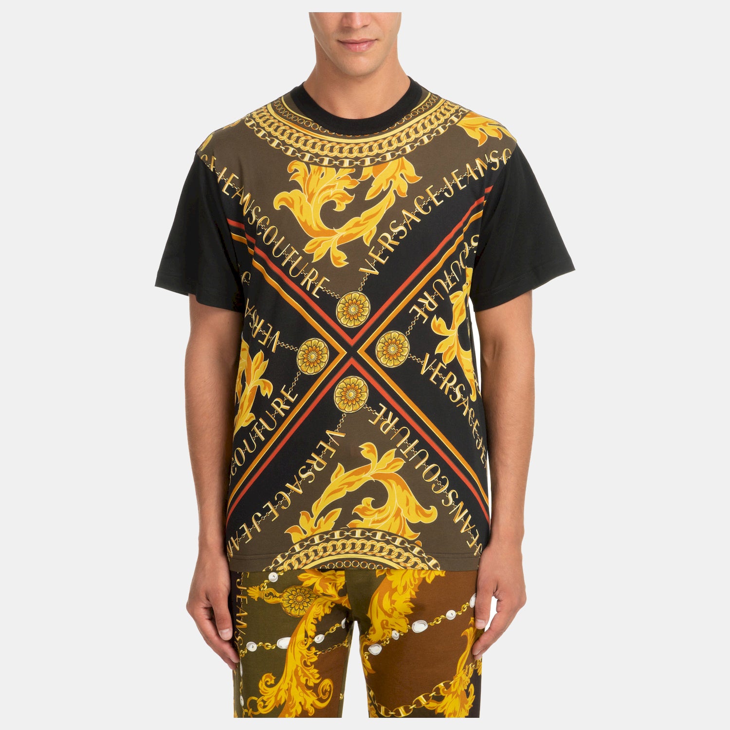 Versace T Shirt 75gah6rf Blk Gold Preto Ouro_shot1
