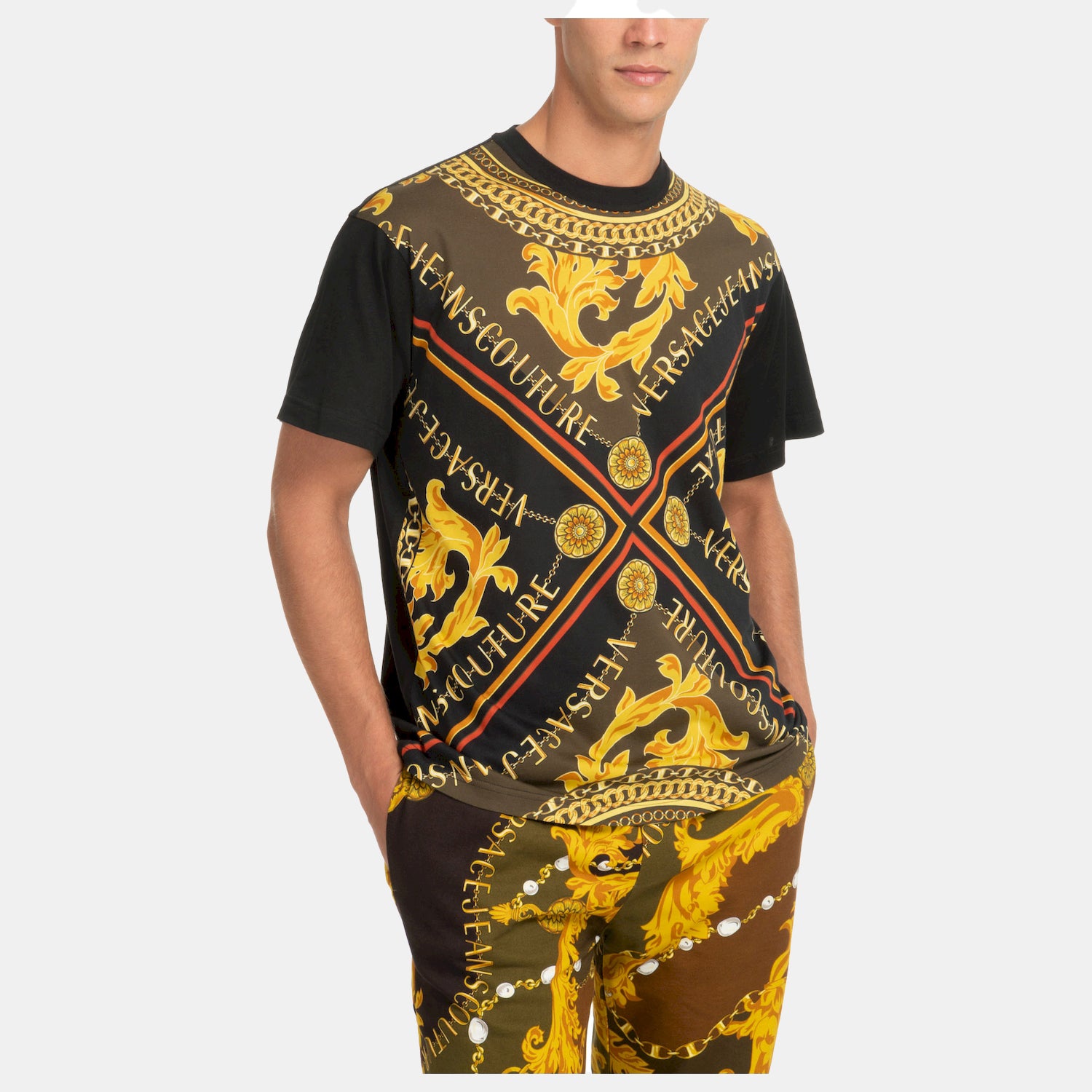 Versace T Shirt 75gah6rf Blk Gold Preto Ouro_shot2