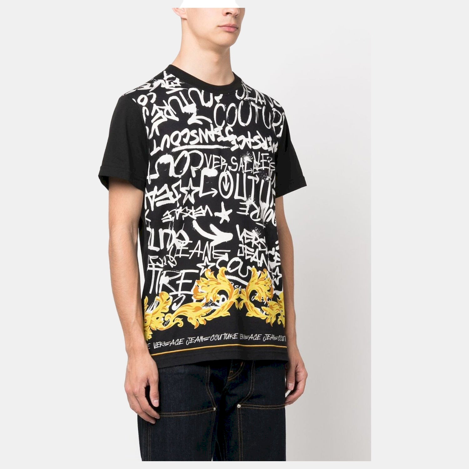 Versace T Shirt 75gah6sg Blk White Preto Branco_shot2