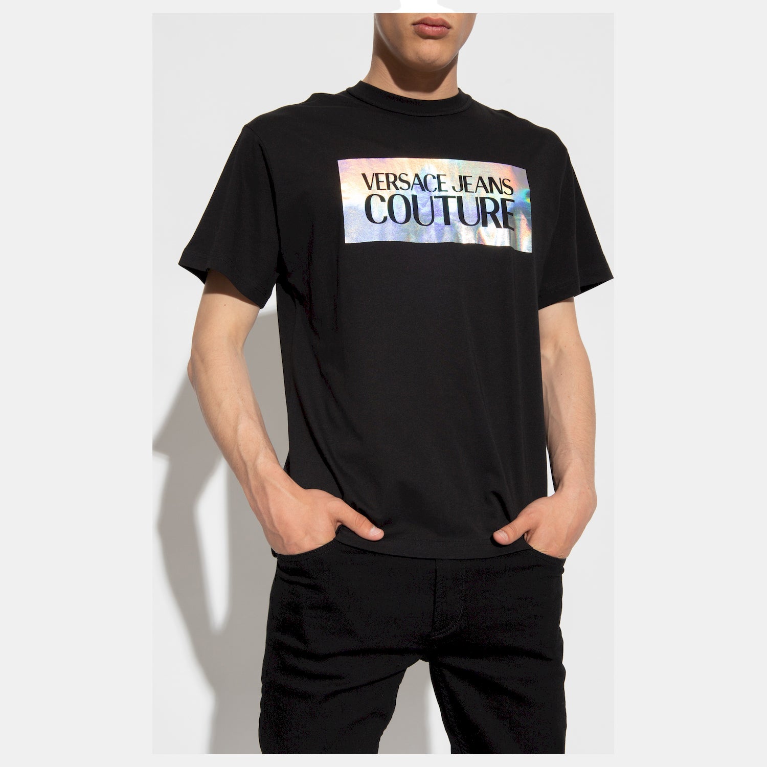 Versace T Shirt 75gahf04 Blk Platin Preto Platin_shot2