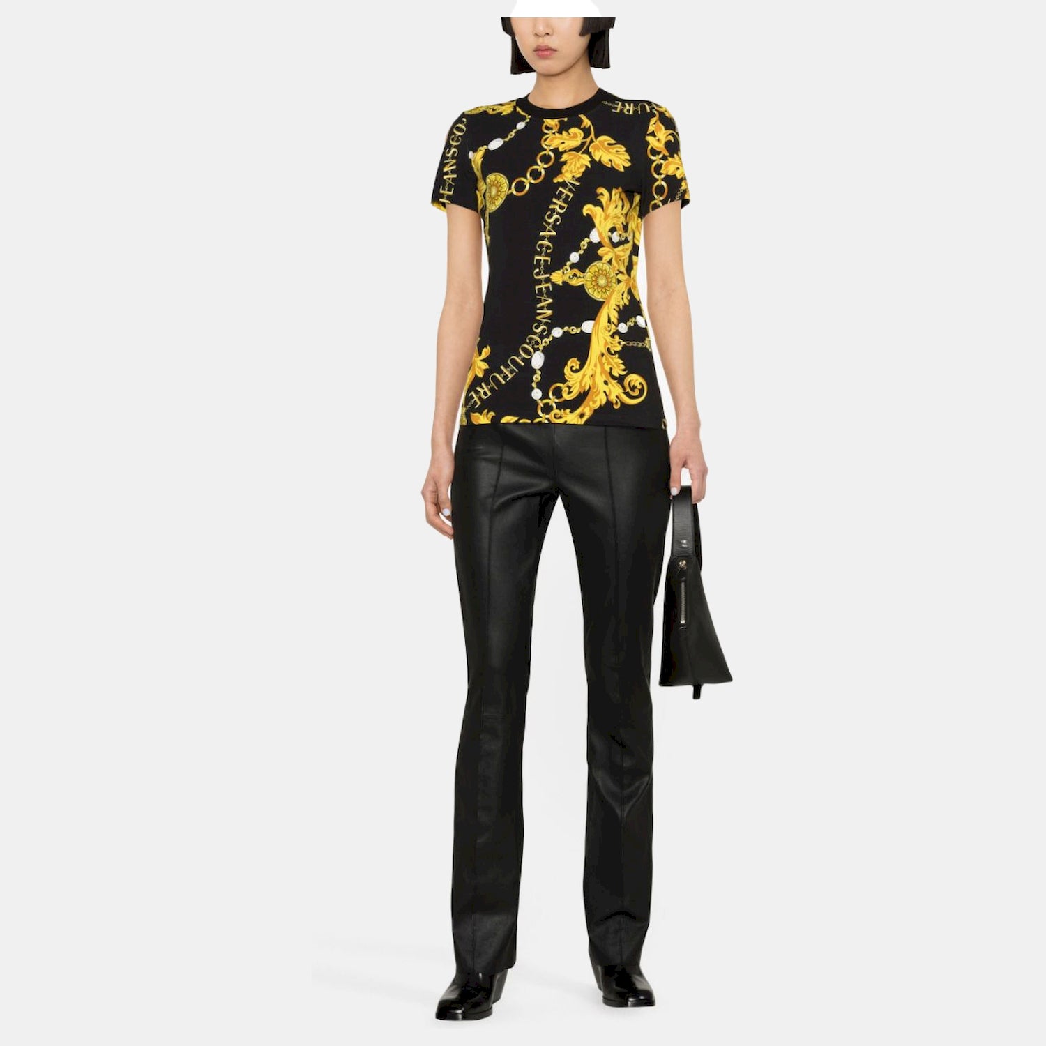 Versace T Shirt 75hah608 Blk Gold Preto Ouro_shot1