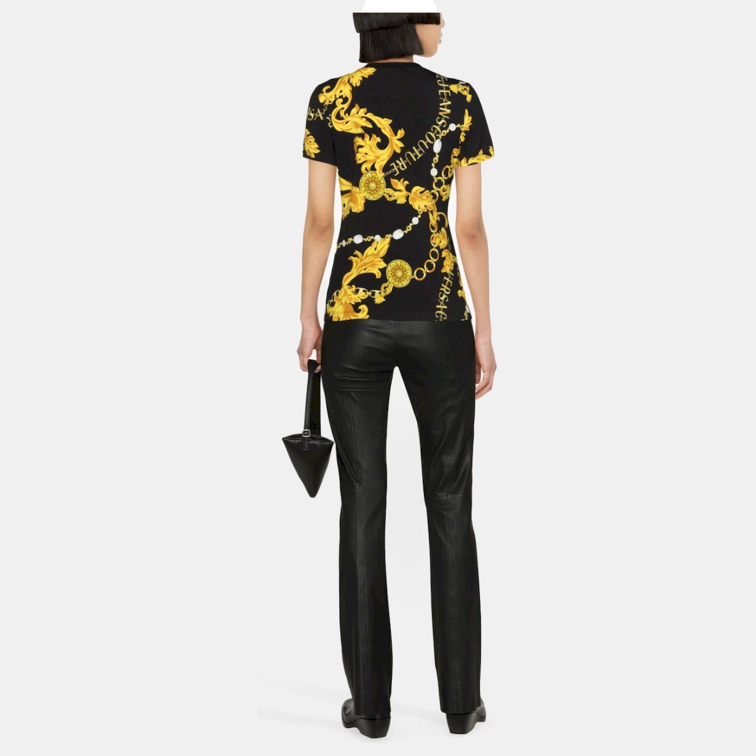 Versace T Shirt 75hah608 Blk Gold Preto Ouro_shot2