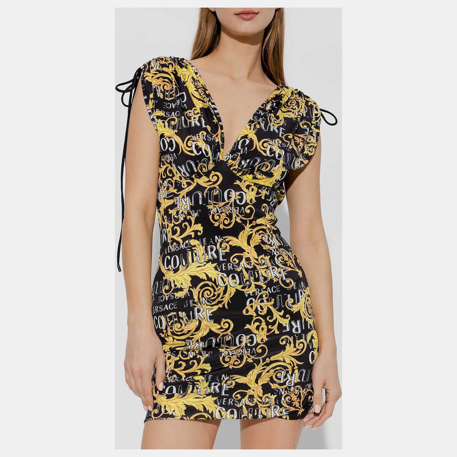 Versace Vestido Dress 74hao921 Blk Gold Preto Ouro_shot3