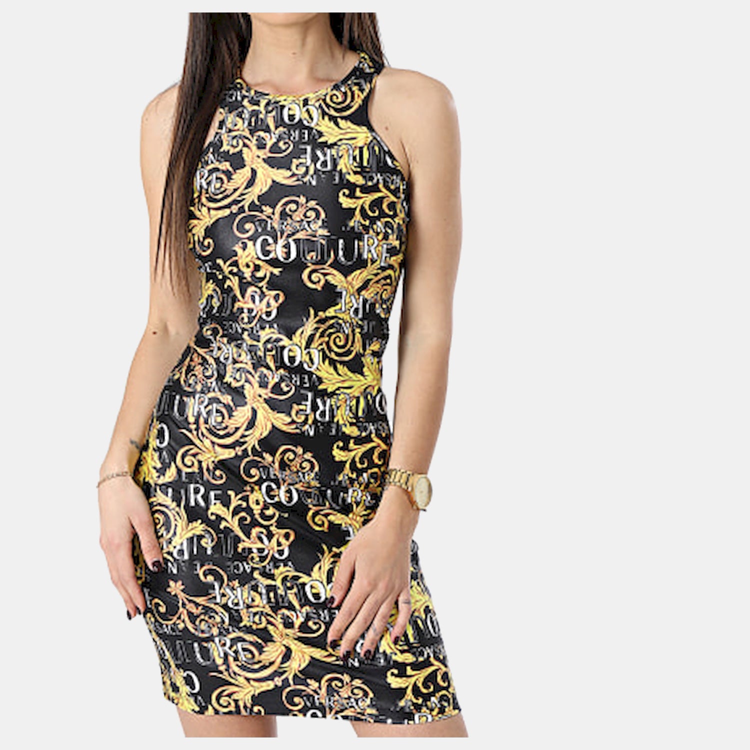 Versace Vestido Dress 74hao944 Blk Gold Preto Ouro_shot3