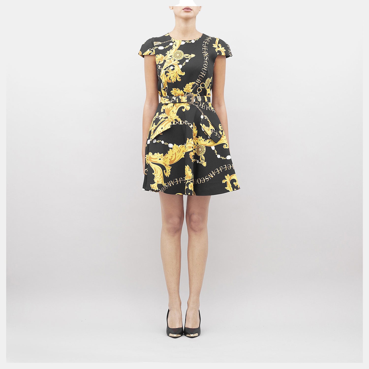 Versace Vestido Dress 75hao905 Blk Gold Preto Ouro_shot2