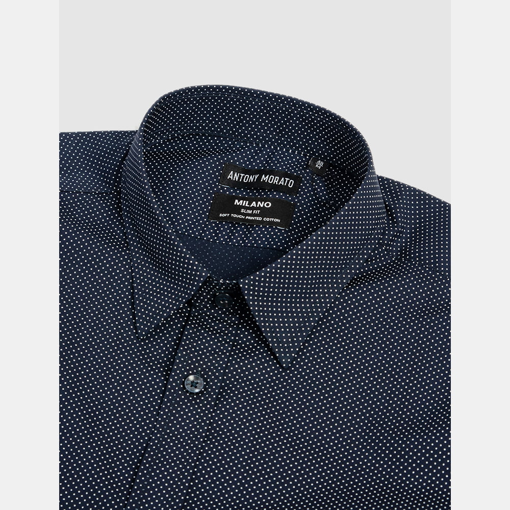 Antony Morato Camisa Shirt Mmsl00610 Blue Dot Azul Dot Shot4