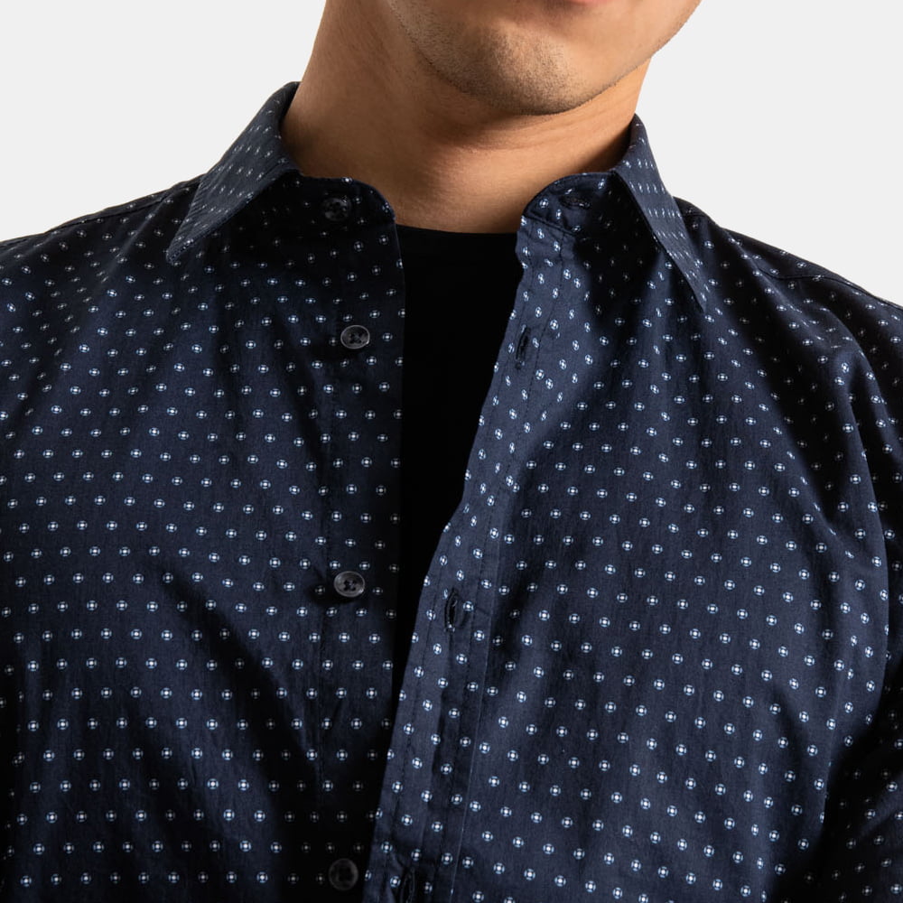 Antony Morato Camisa Shirt Mmsl00610 Navy White Navy Branco Shot5