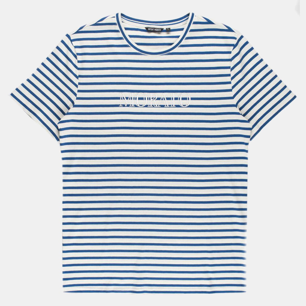 Antony Morato T Shirt Mmks01912 Whi Blue Branco Azul Shot3