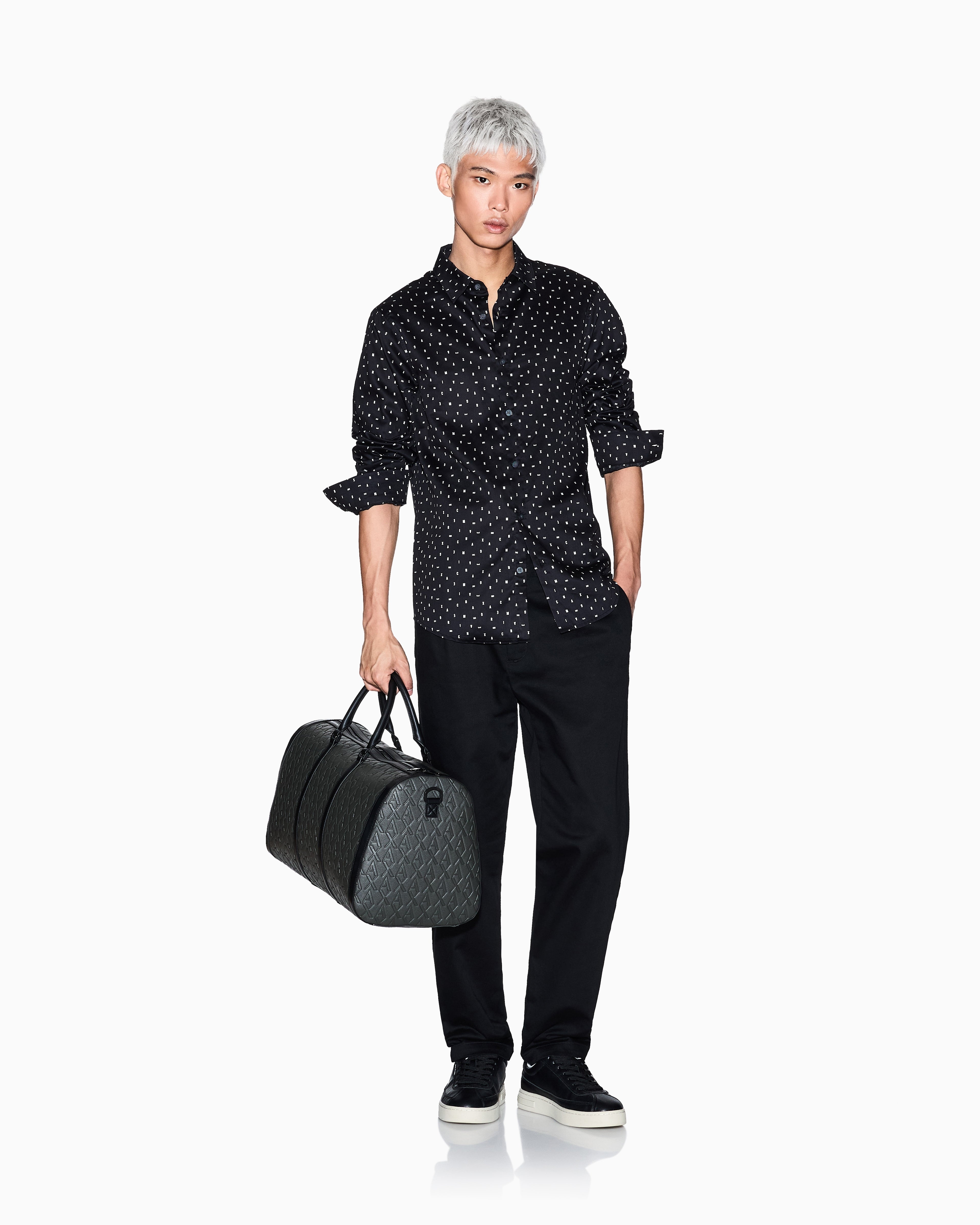 Armani Exchange Camisa Shirt Xm001942 Af19194 Black.logo Preto_shot2