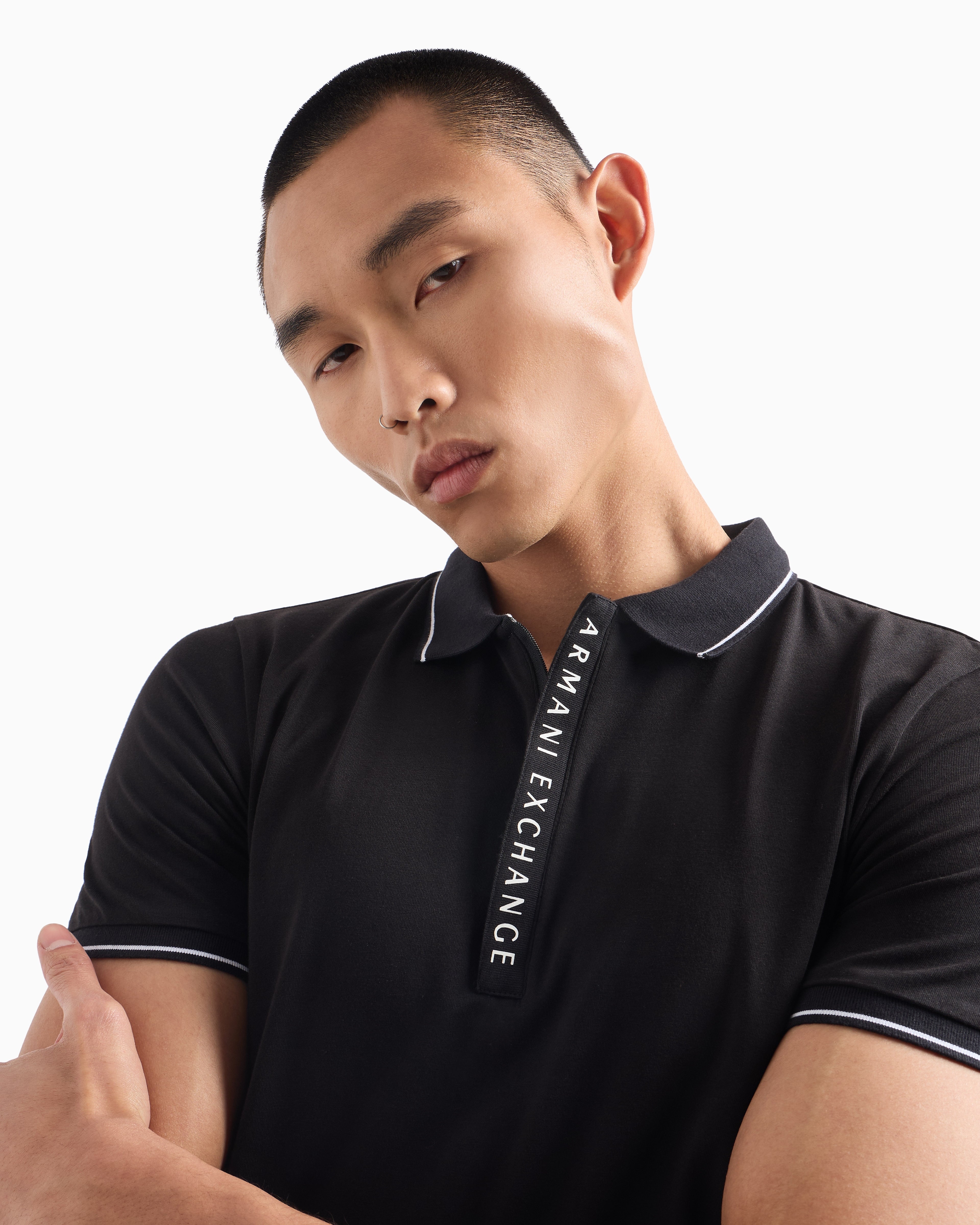 Armani Exchange Polo  8nzf71 Zjh2z Black Preto_shot1