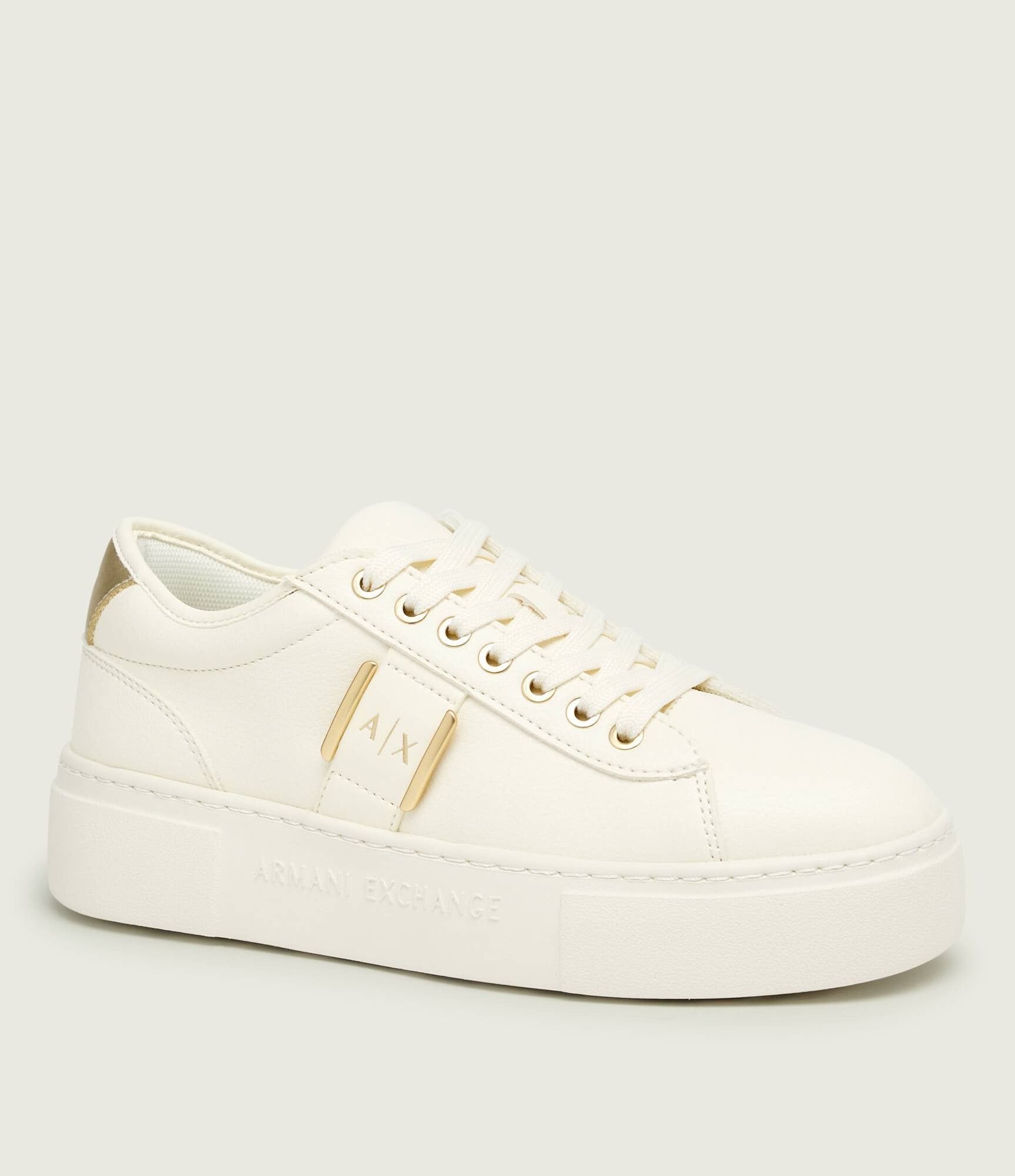 Armani Exchange Sapatilhas Sneakers Shoes Xw002224 Af21429 Whi Gold Branco Dourado_shot1