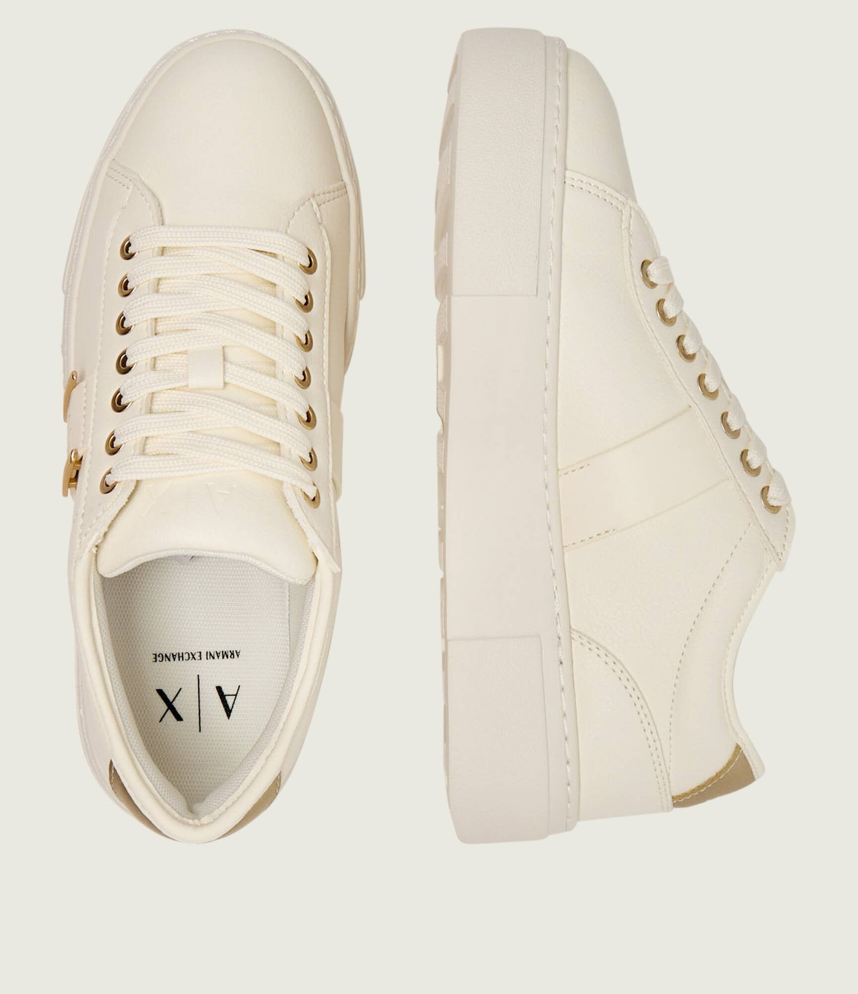 Armani Exchange Sapatilhas Sneakers Shoes Xw002224 Af21429 Whi Gold Branco Dourado_shot3