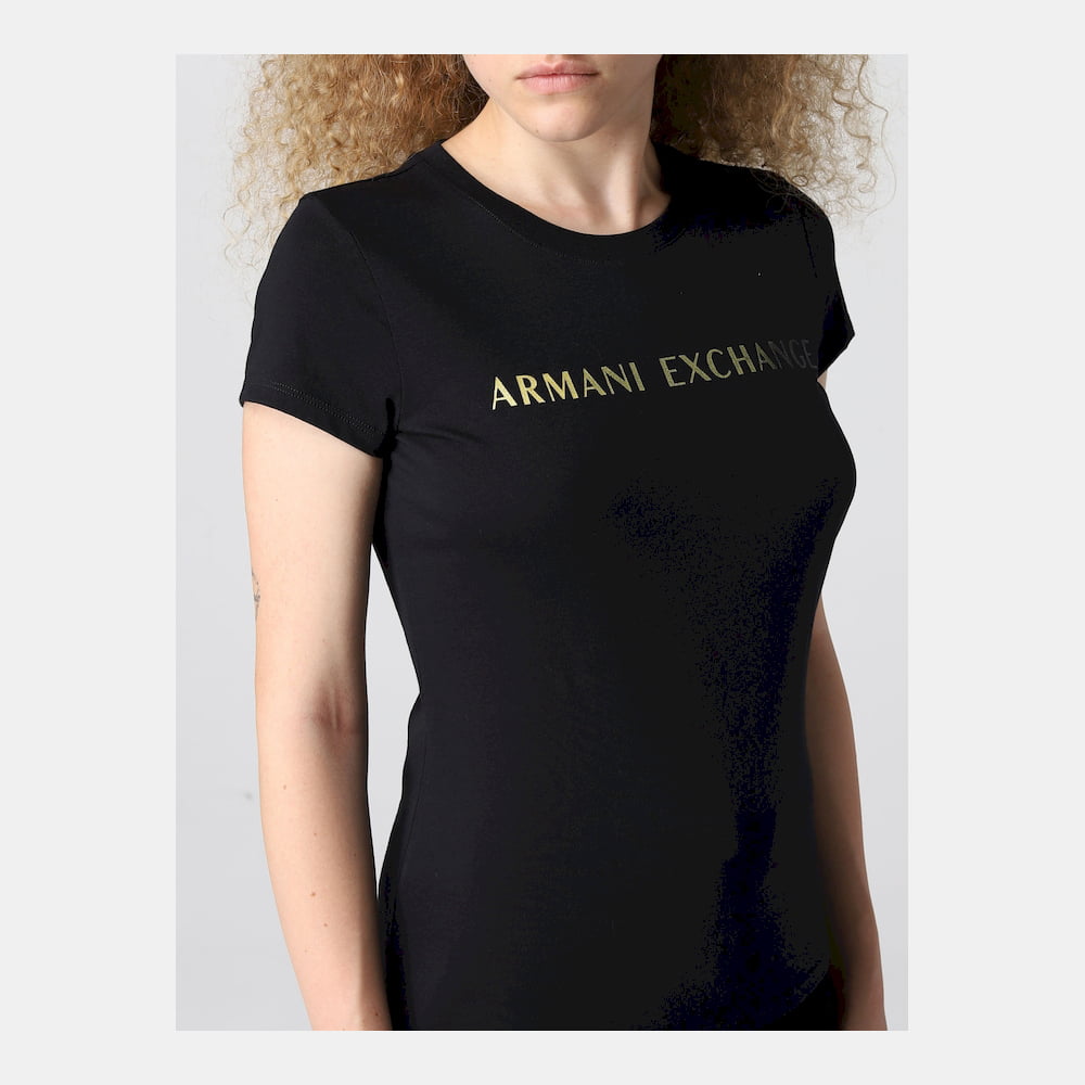 Armani Exchange T Shirt 6lyt13 Yj8qz Blk Gold Preto Ouro Shot6