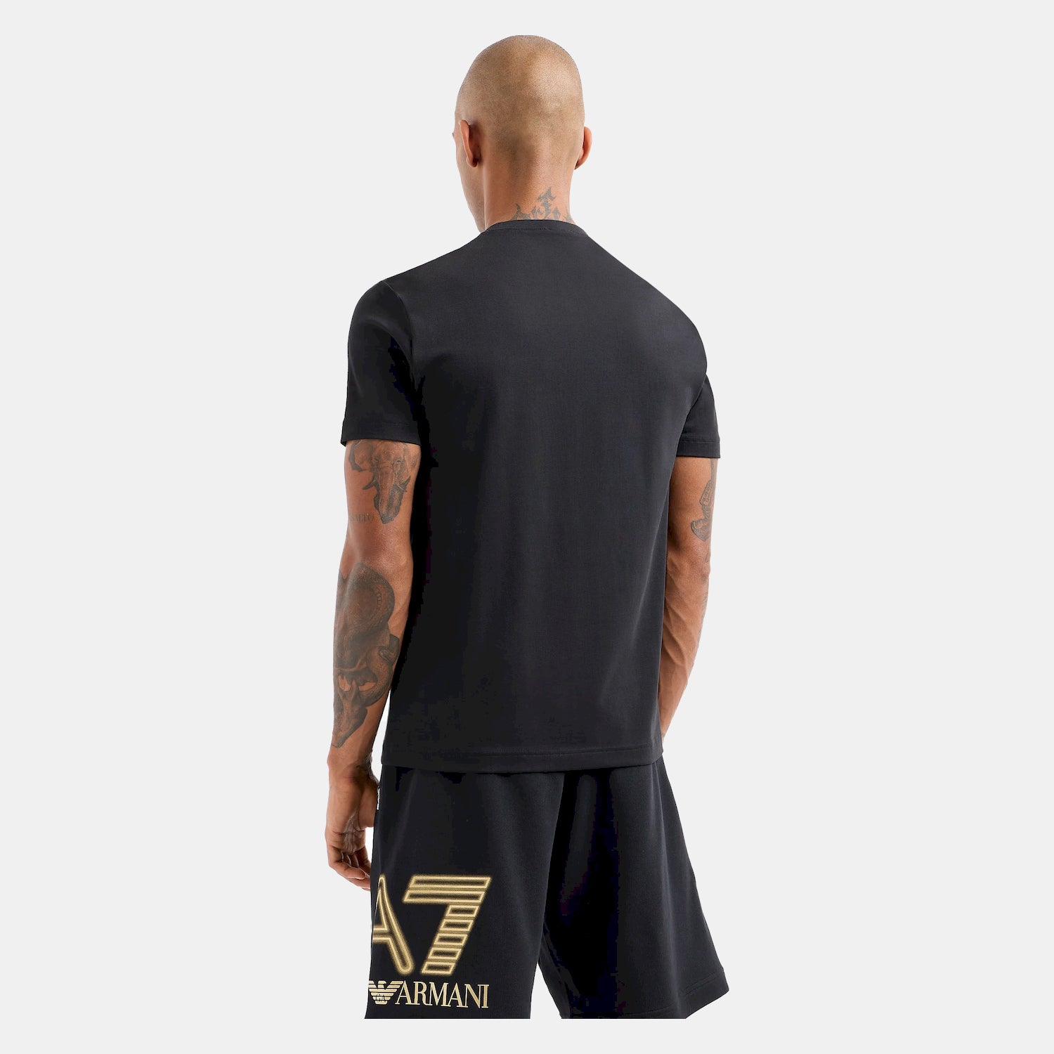 Armani T Shirt 3dpt37 Pjmuz Blk Gold Preto Ouro_shot1