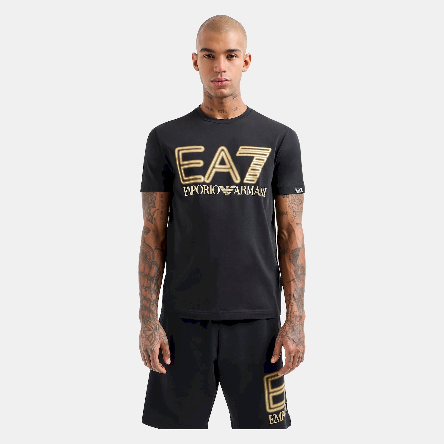 Armani T Shirt 3dpt37 Pjmuz Blk Gold Preto Ouro_shot4