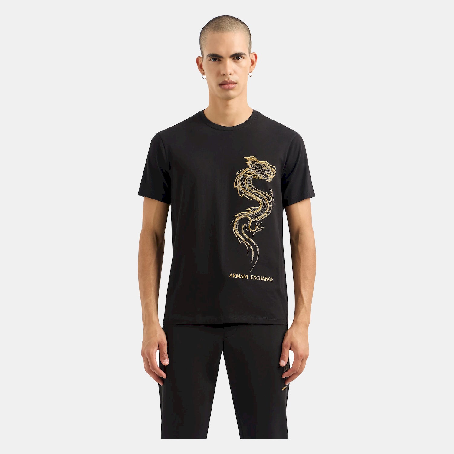 Armani T Shirt 3dztdd Zj9jz Blk Gold Preto Ouro_shot4