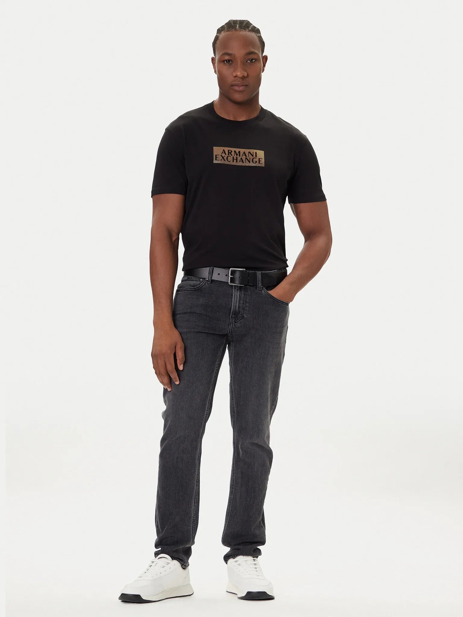 Armani T Shirt Xm001911 Af10356 Blk Gold Preto Ouro_shot2