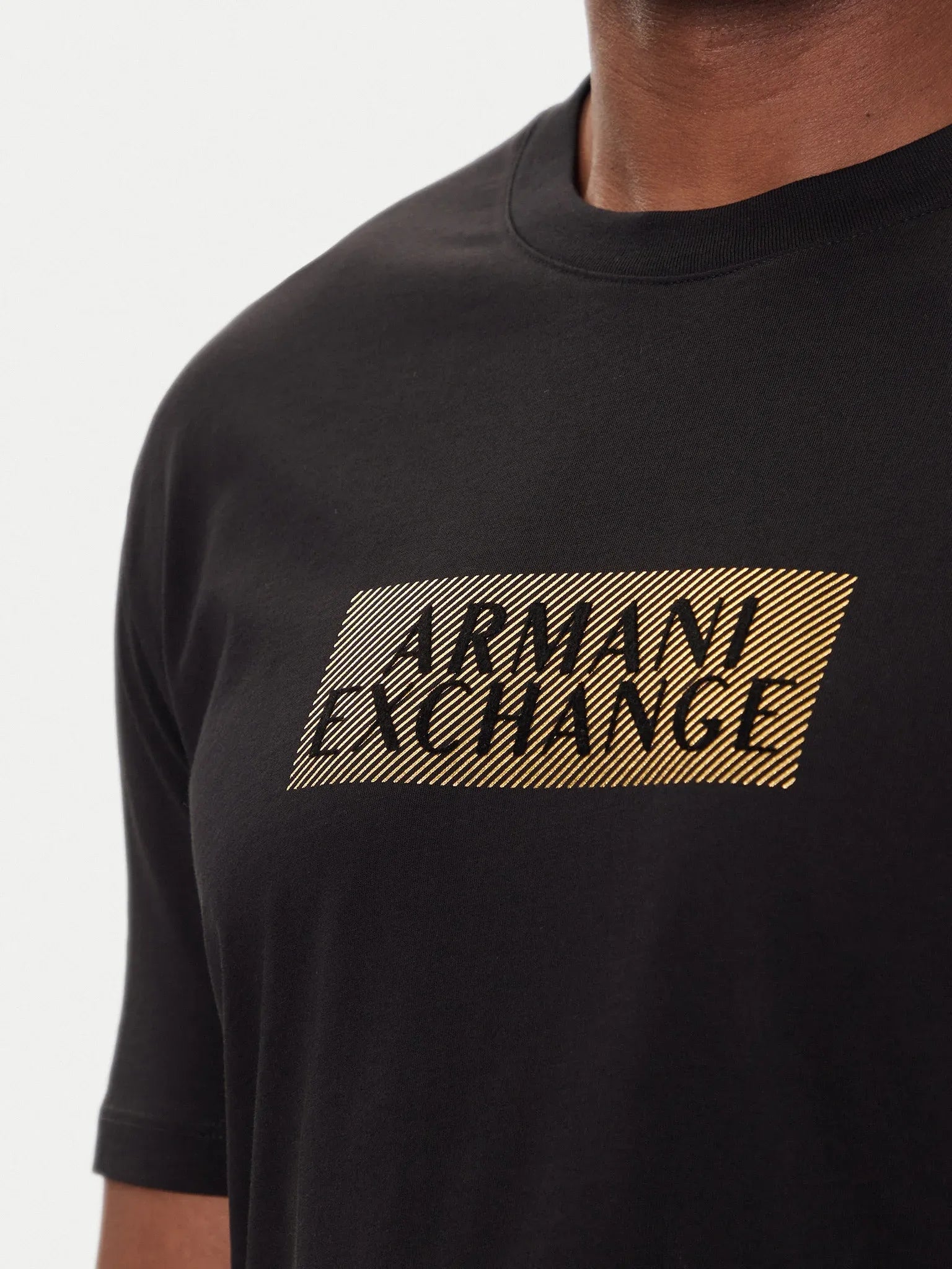 Armani T Shirt Xm001911 Af10356 Blk Gold Preto Ouro_shot4