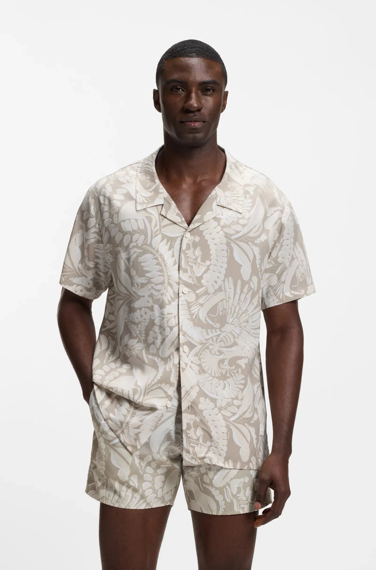 Boss Camisa Shirt Beach Shirt Beige Beige_shot1
