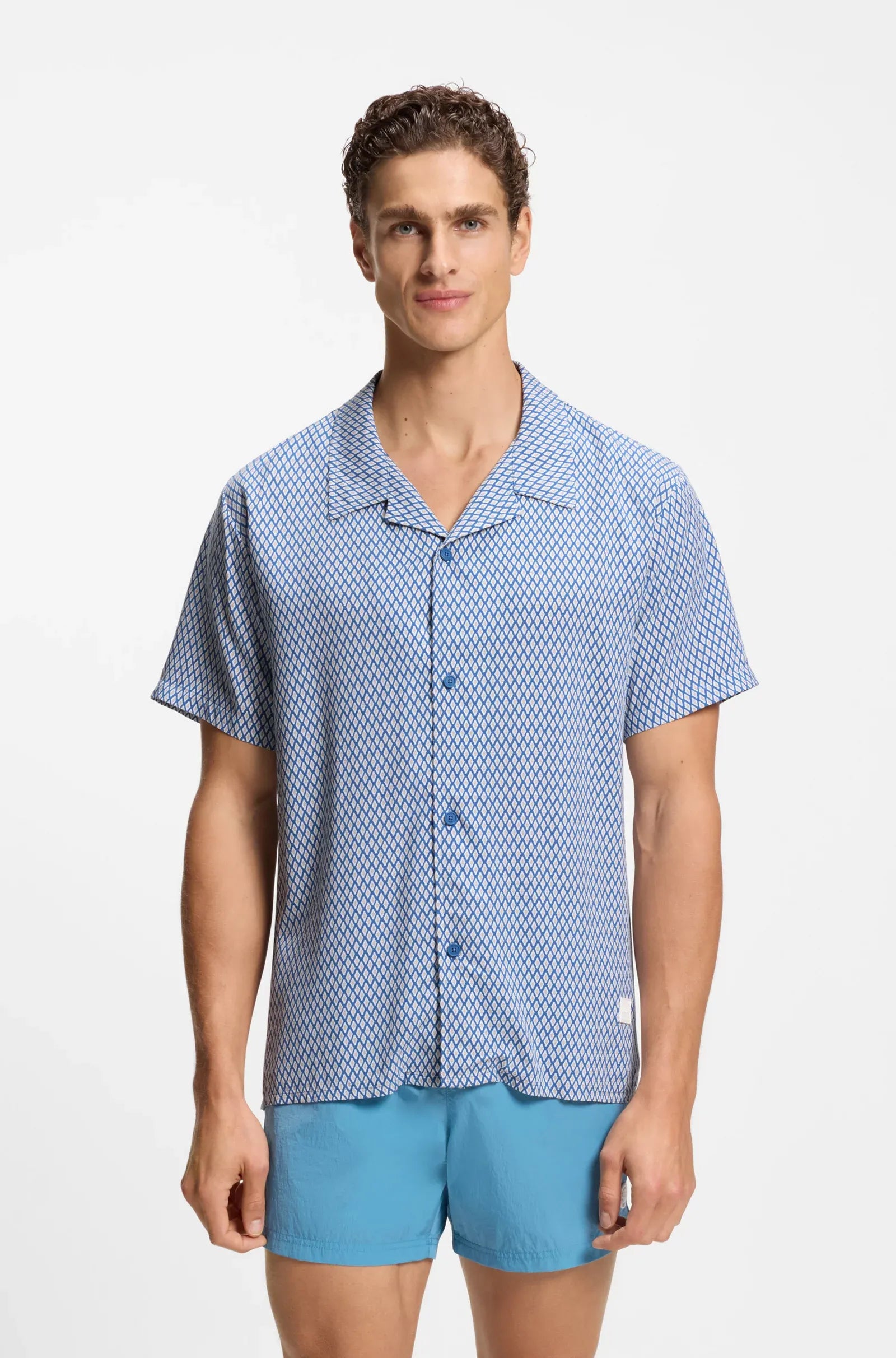 Boss Camisa Shirt Beach Shirt Blue Azul_shot1