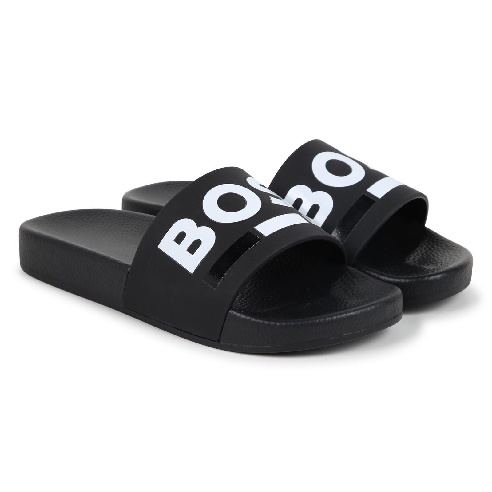 Boss Chinelos Slippers J51320 Blk White Preto Branco_shot1