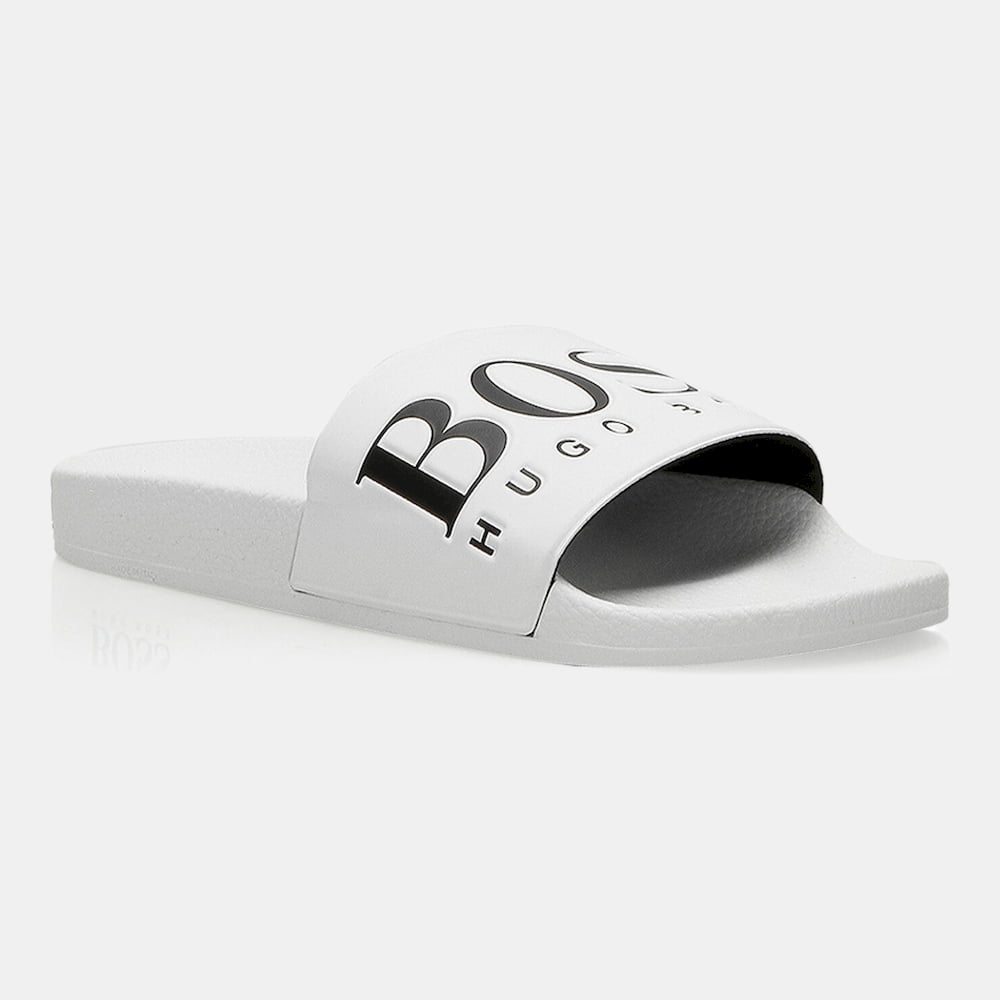 Boss Chinelos Slippers Solarslidlogo White Blk Branco Preto Shot12