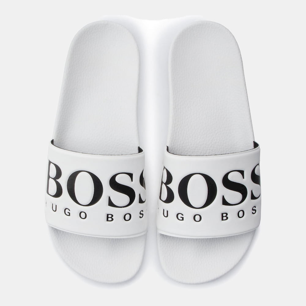 Boss Chinelos Slippers Solarslidlogo White Blk Branco Preto Shot6