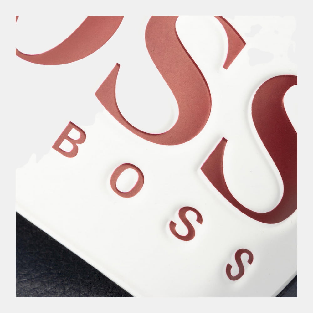 Boss Chinelos Slippers Solarslidlogo White Red Branco Vermelho Shot12